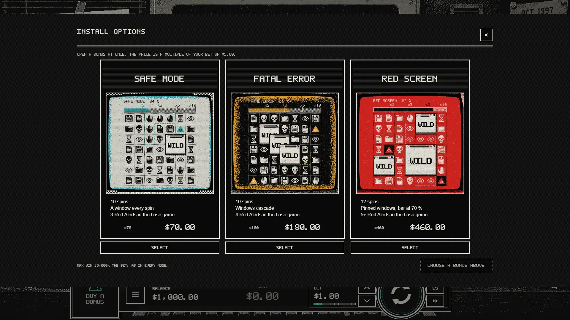 Do Not Shut Down bonus buy menu