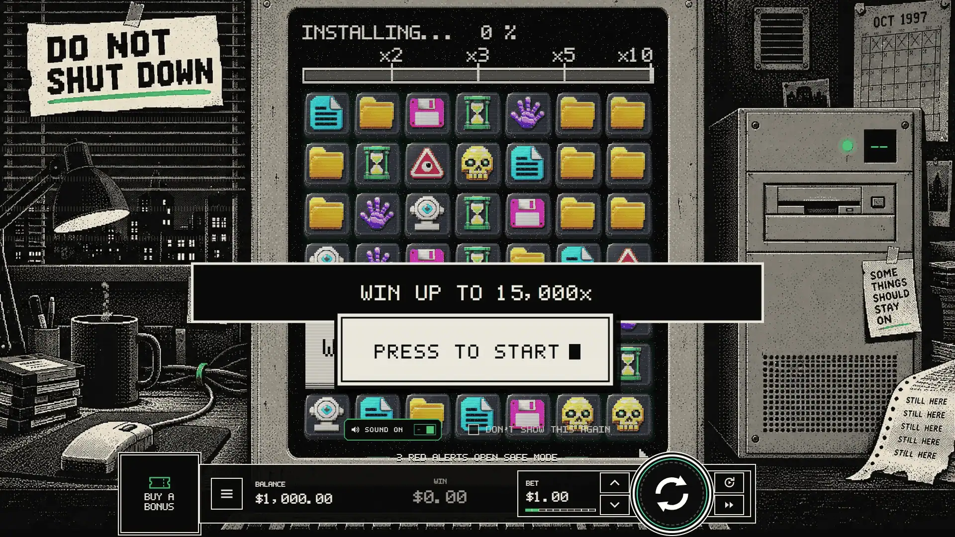 Do Not Shut Down slot intro screen
