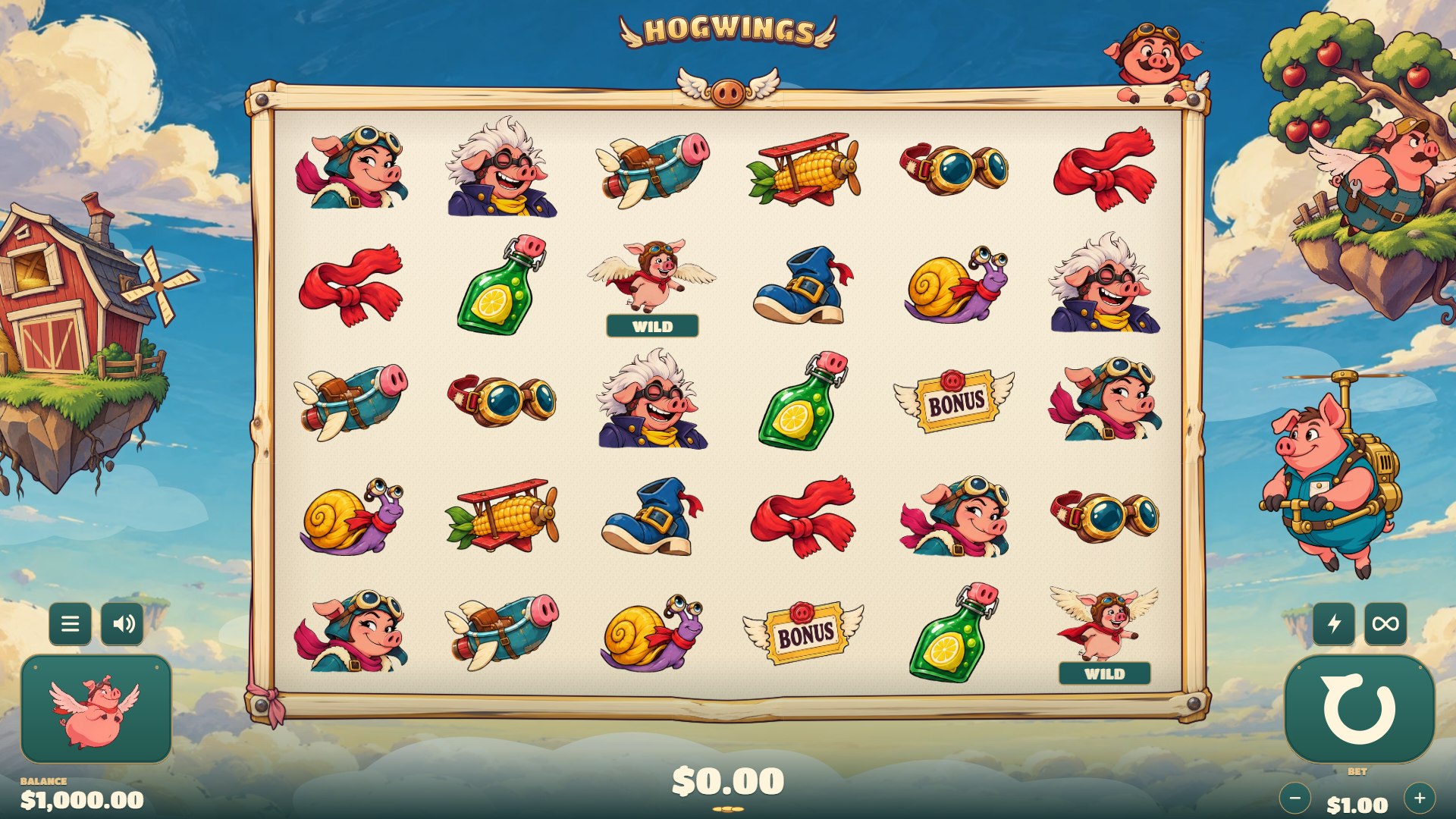 Hogwings slot gameplay reels