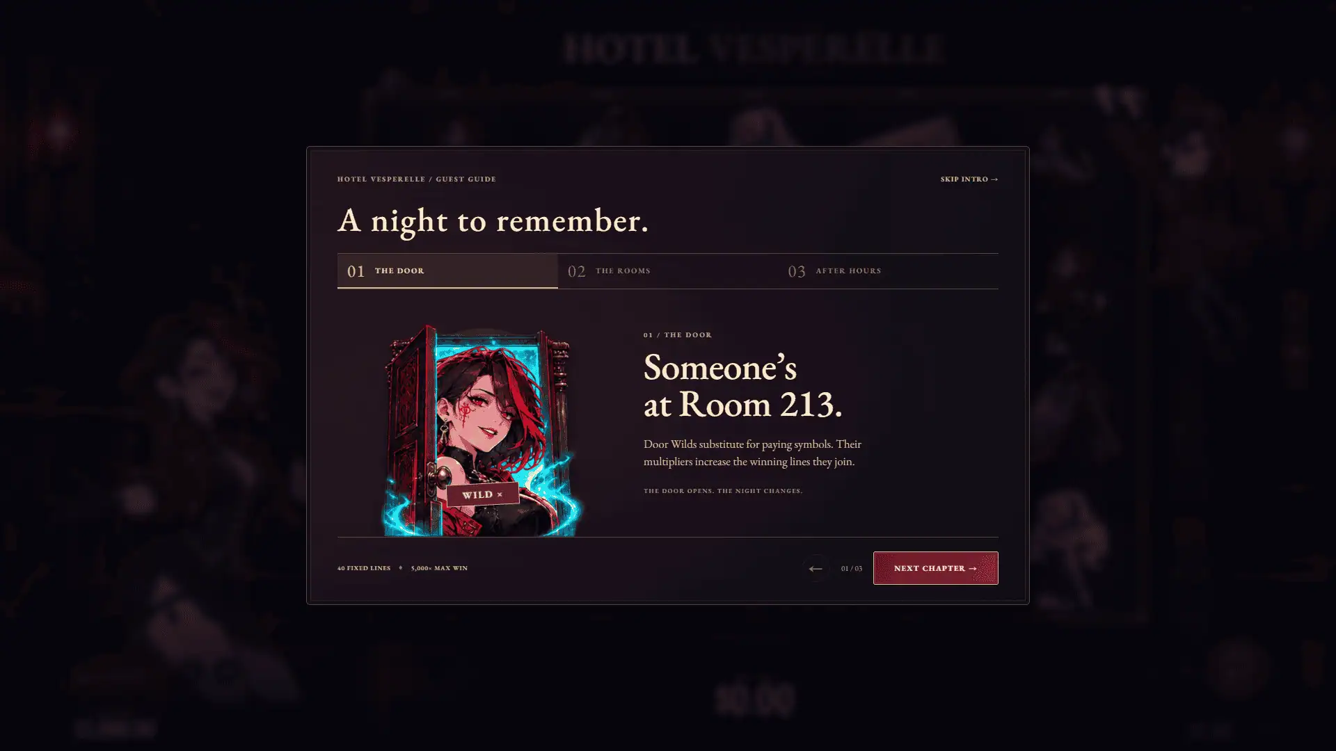 Hotel Vesperelle slot gameplay reels