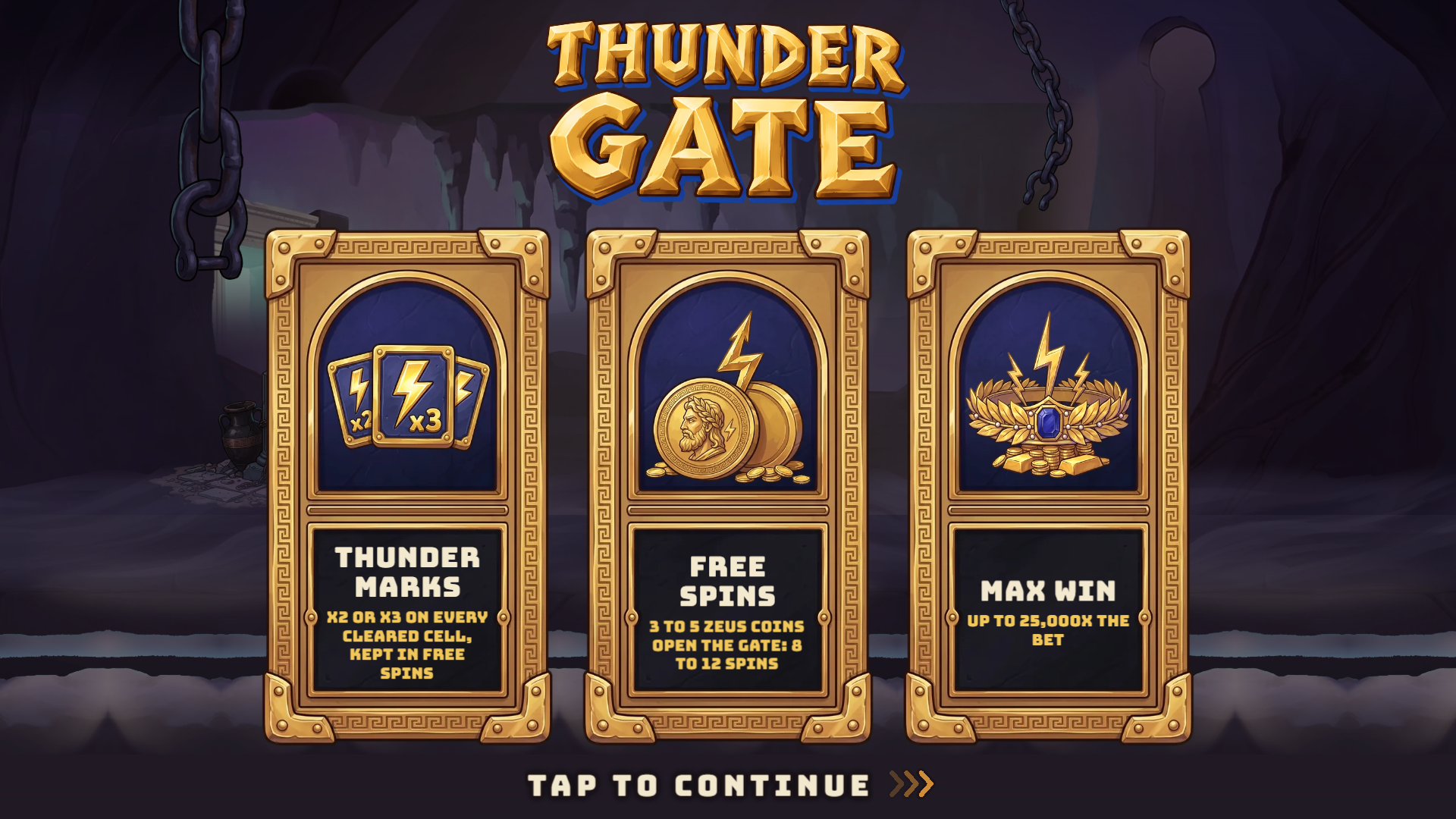 Thunder Gate slot intro screen