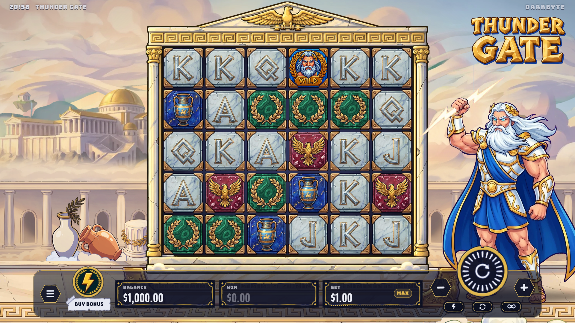 Thunder Gate slot gameplay reels