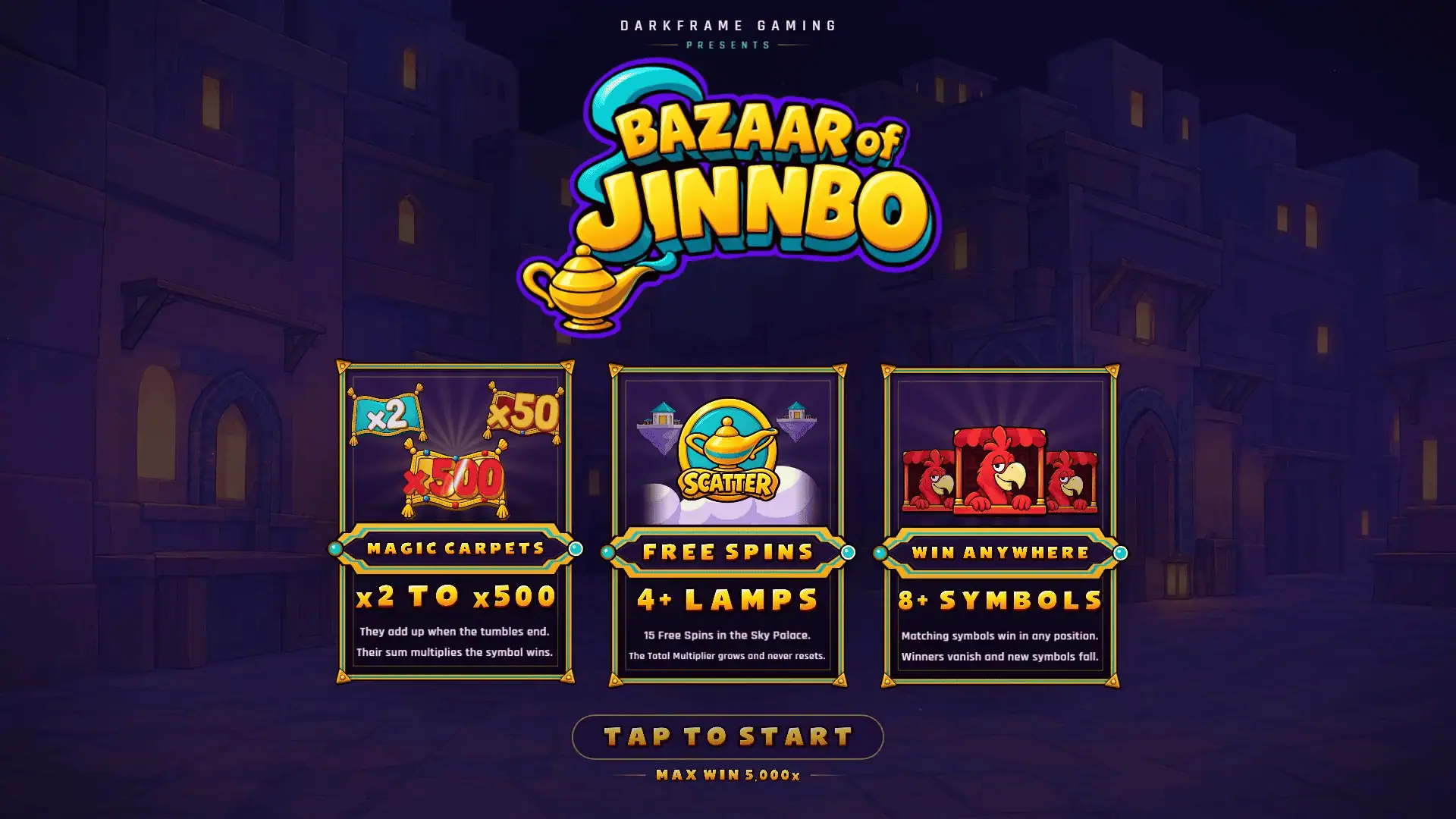 Bazaar Of Jinnbo slot intro screen
