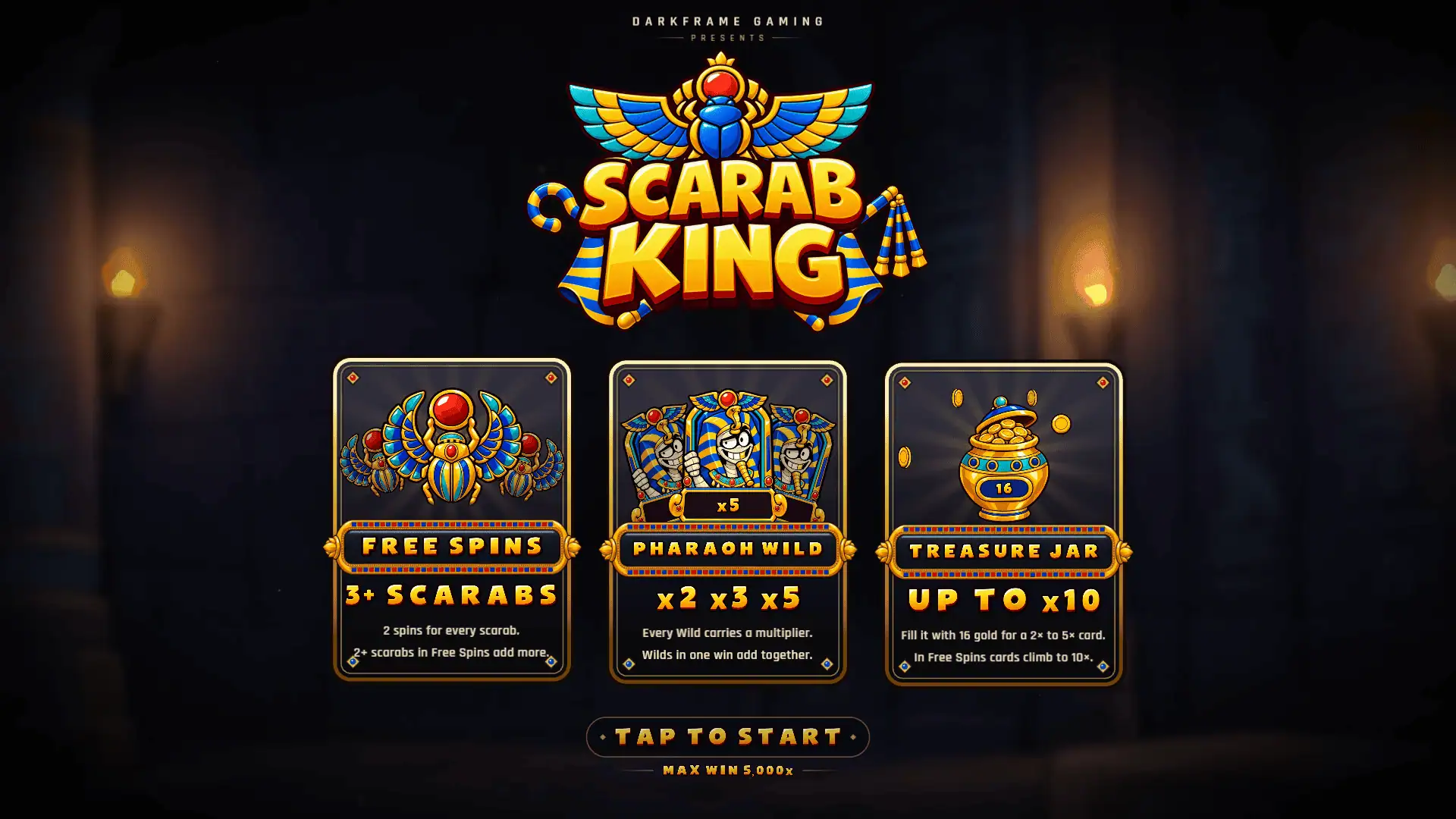 Scarab King slot intro screen