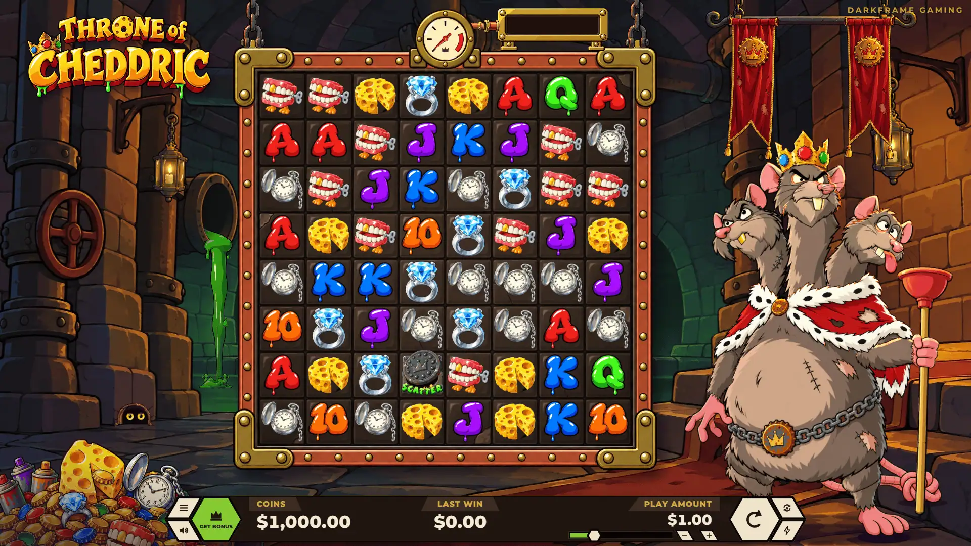 Throne of Cheddric slot gameplay reels