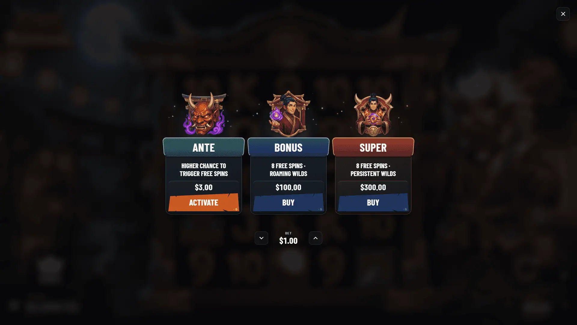 Oni Festival bonus buy menu