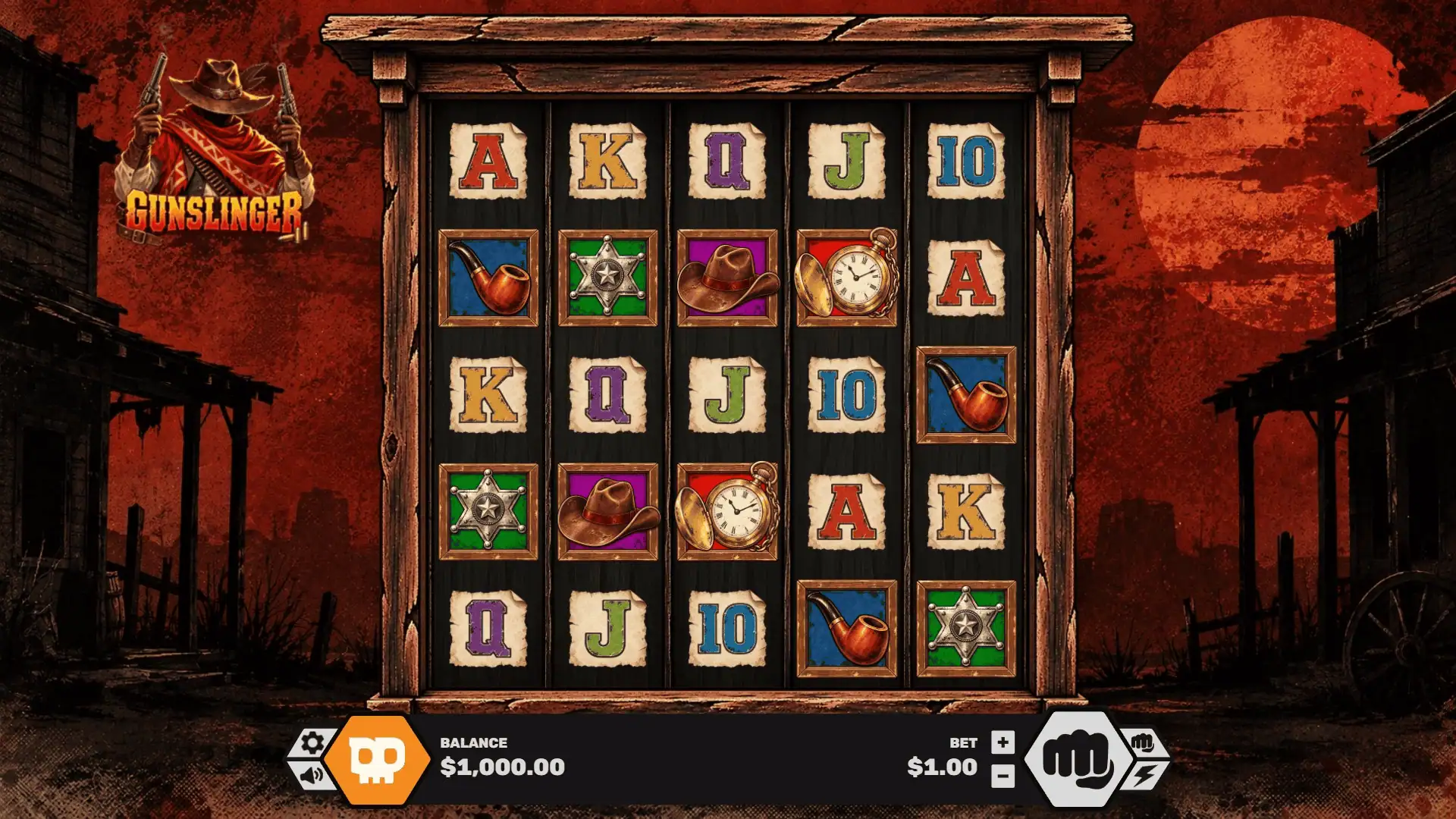 Gunslinger slot gameplay reels