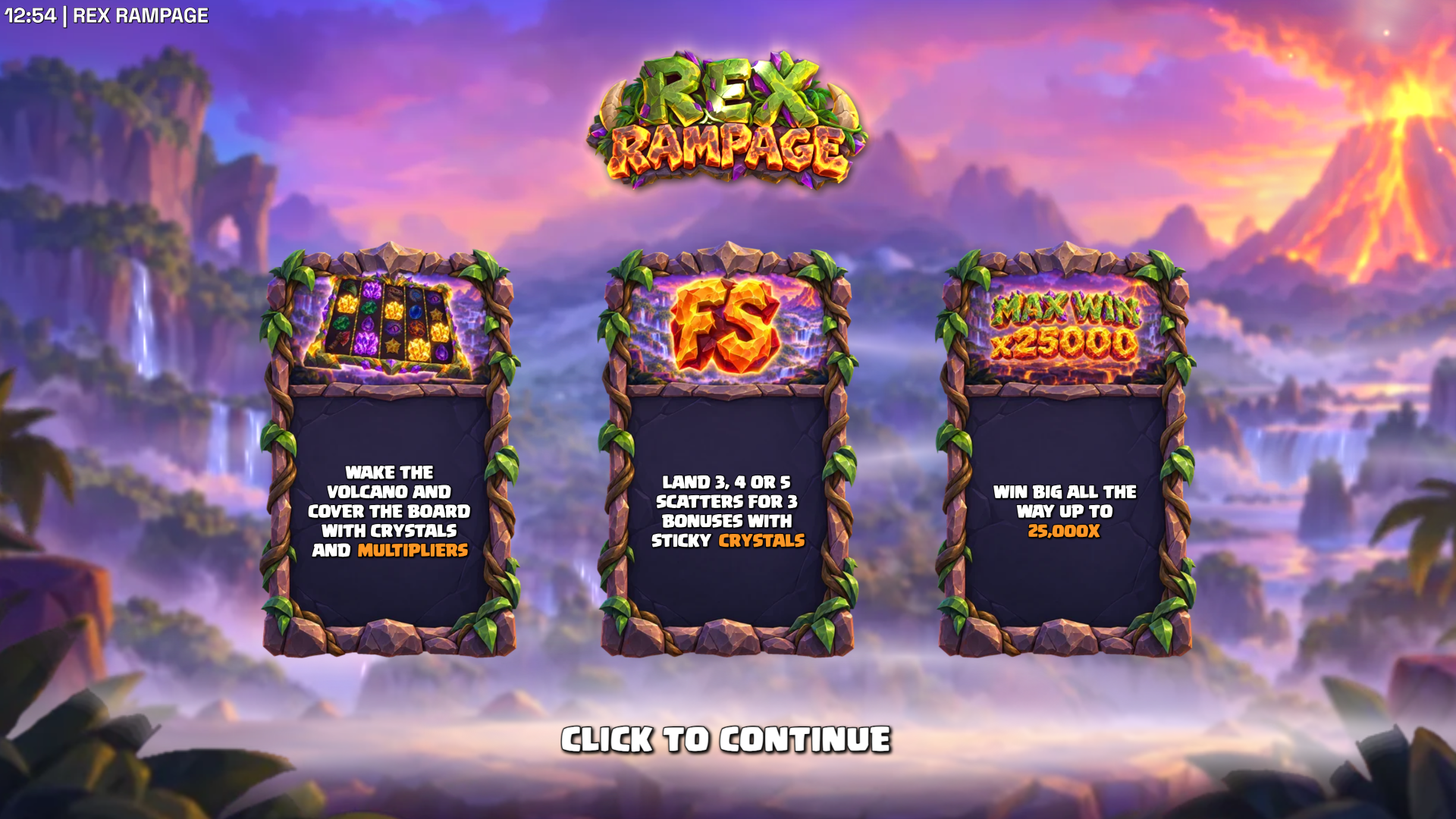 Rex Rampage slot intro screen