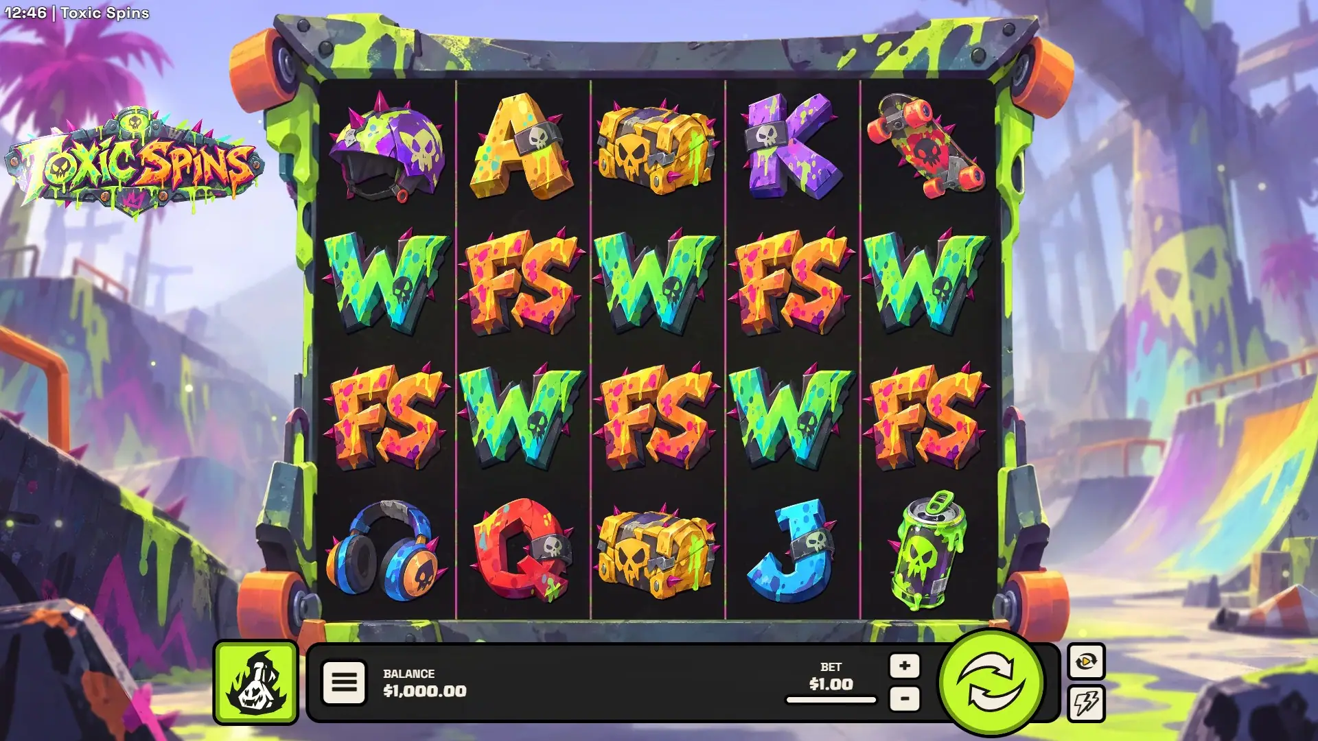 Toxic Spins slot gameplay reels