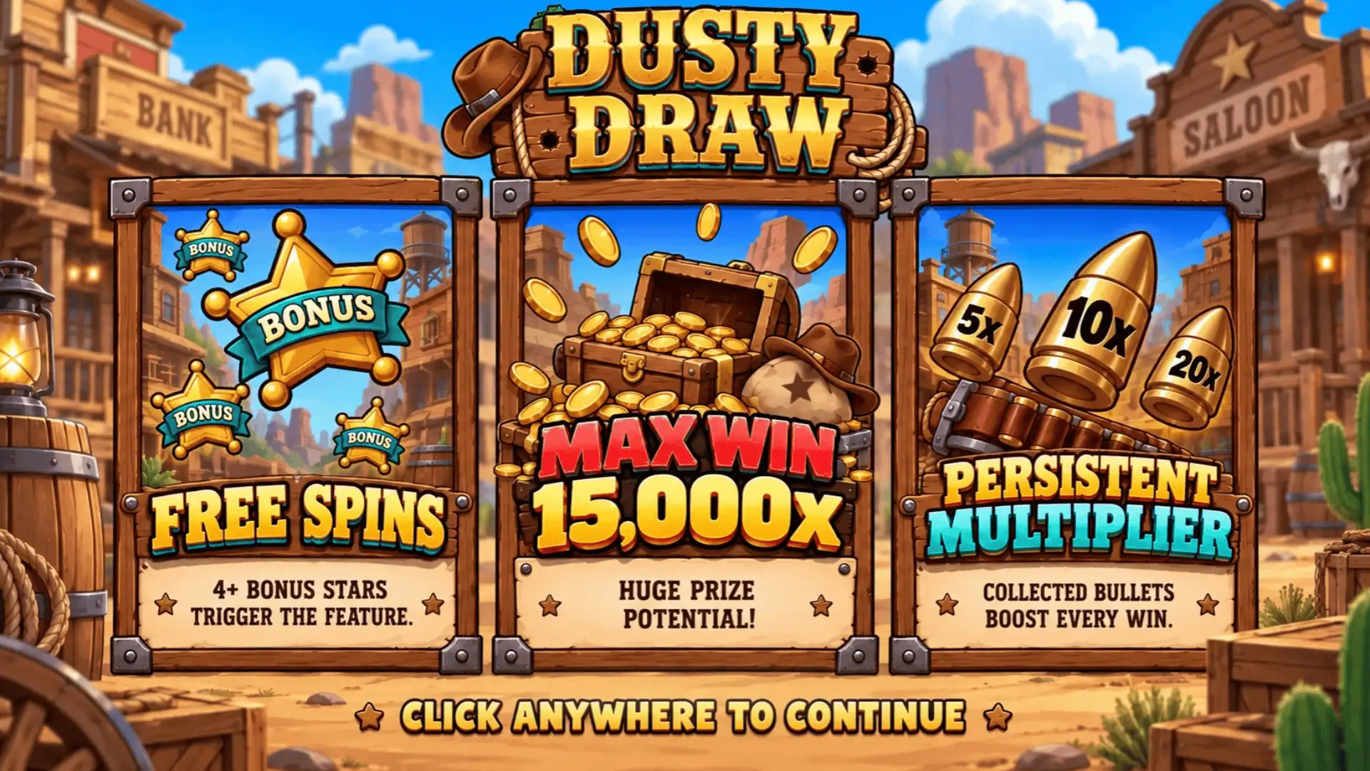 Dusty Draw slot intro screen