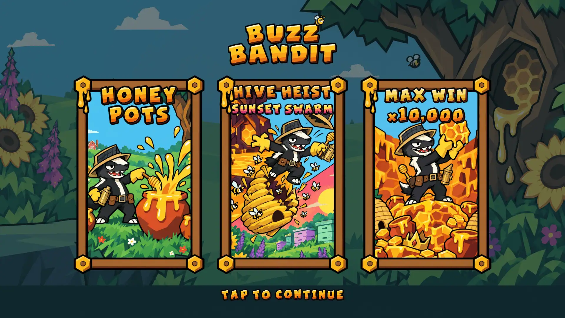 Buzz Bandit slot intro screen