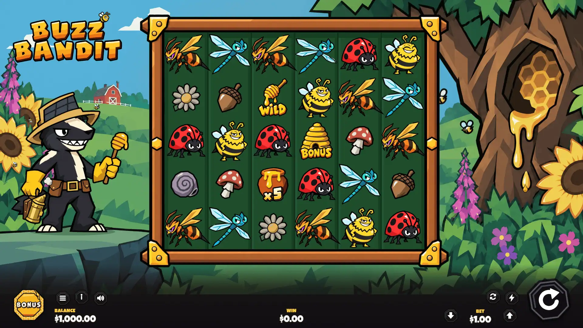 Buzz Bandit slot gameplay reels