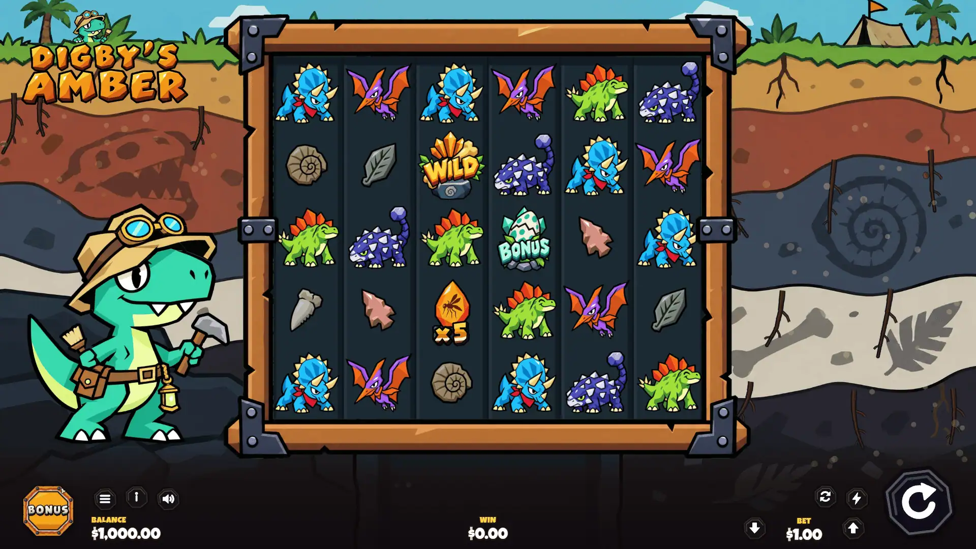 Digby's Amber slot gameplay reels