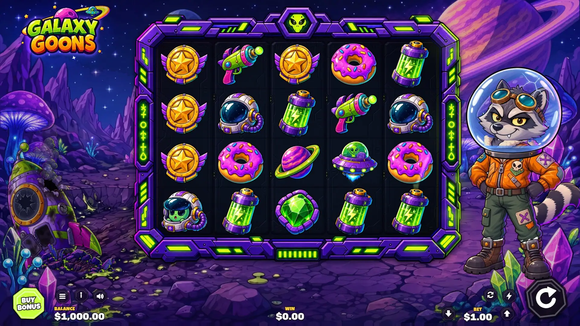 Galaxy Goons slot gameplay reels