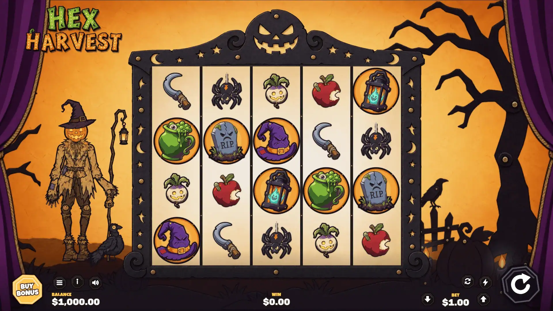 Hex Harvest slot gameplay reels