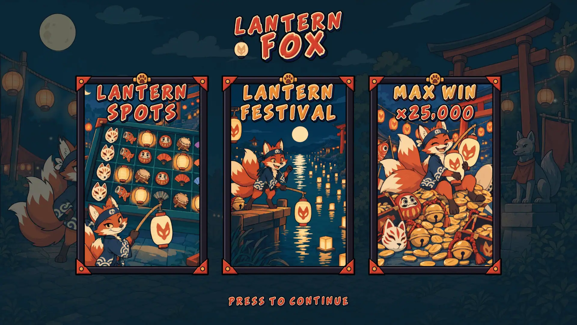 Lantern Fox slot intro screen