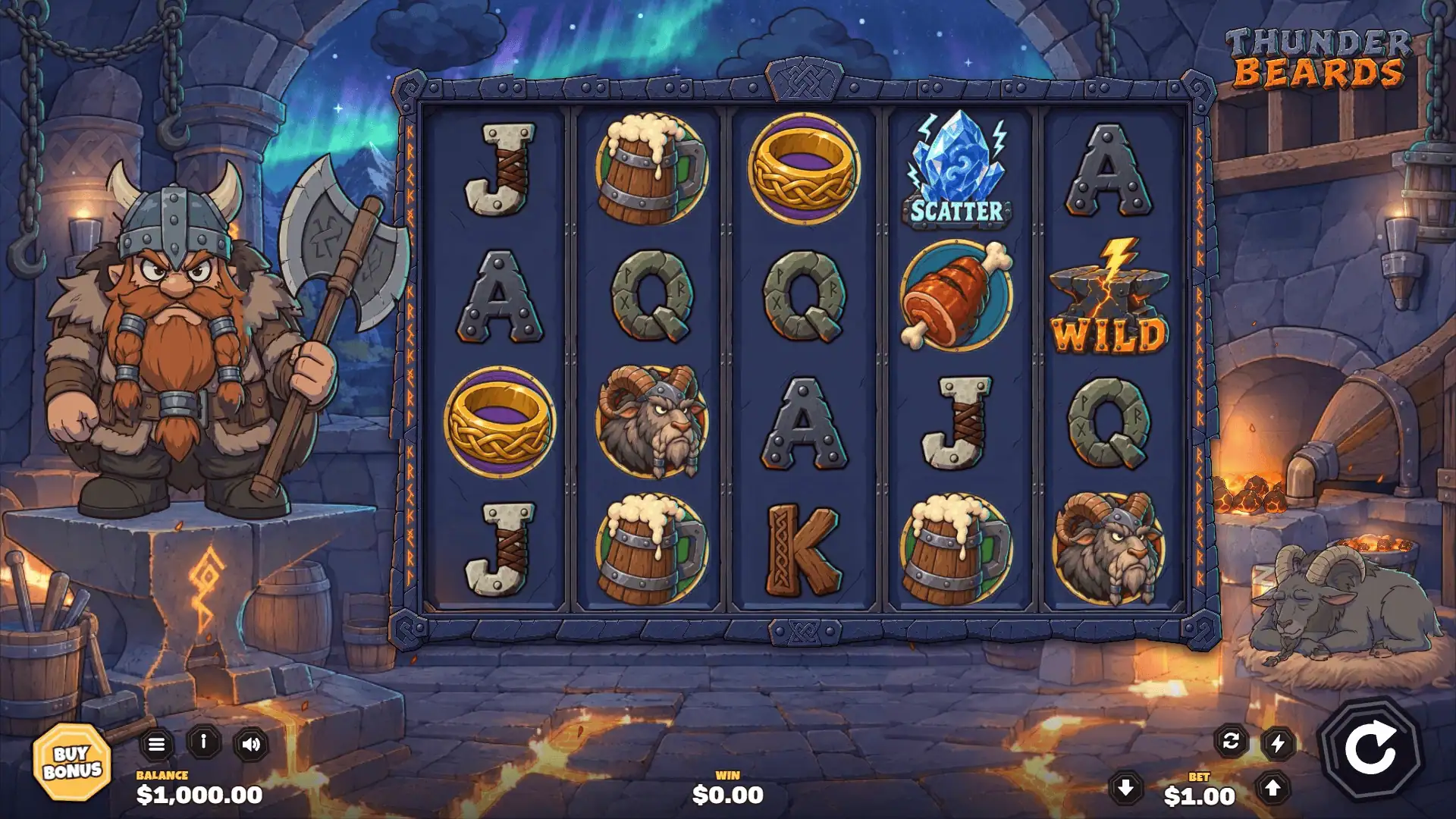 Thunder Beards slot gameplay reels