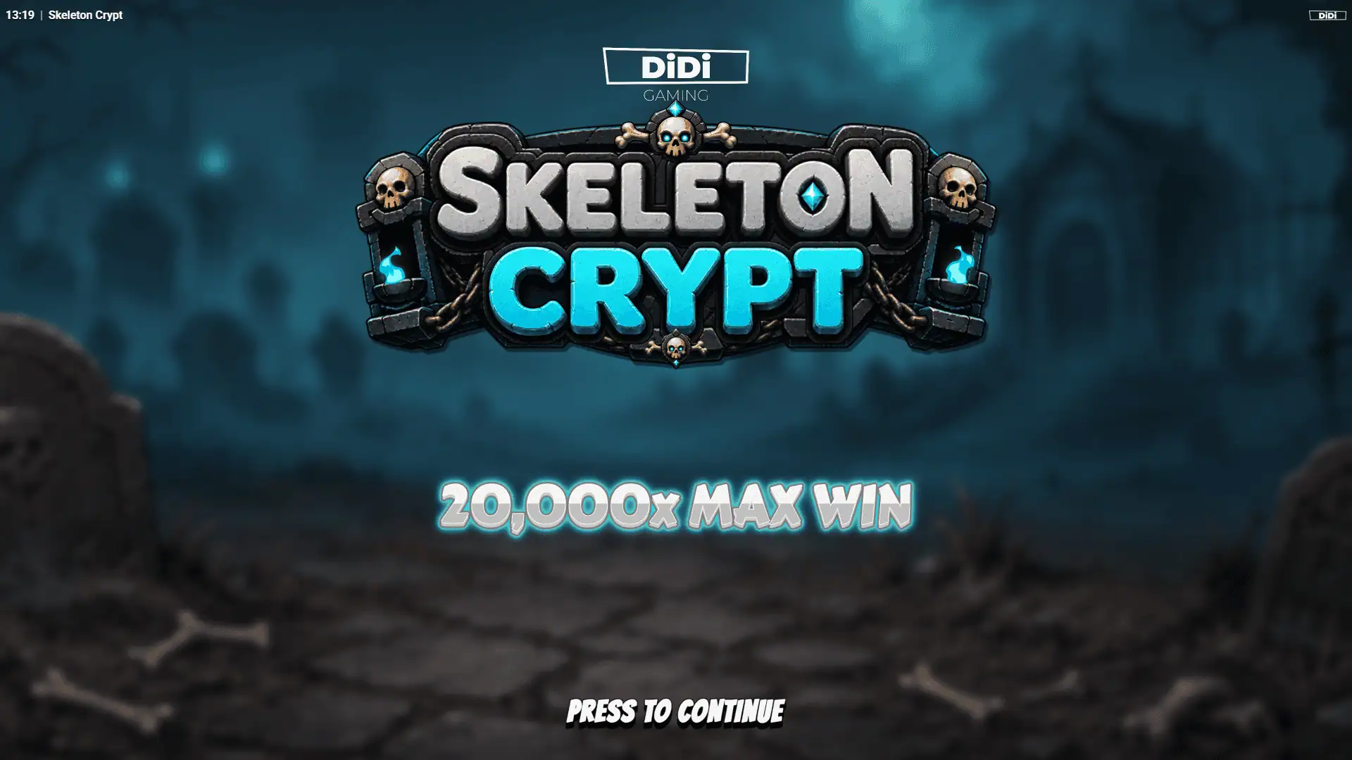 Skeleton Crypt slot intro screen