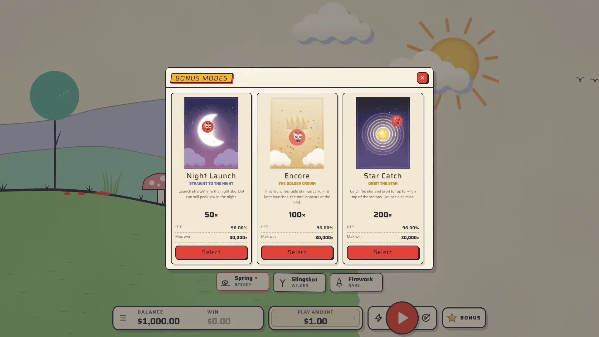Bounce bonus buy menu