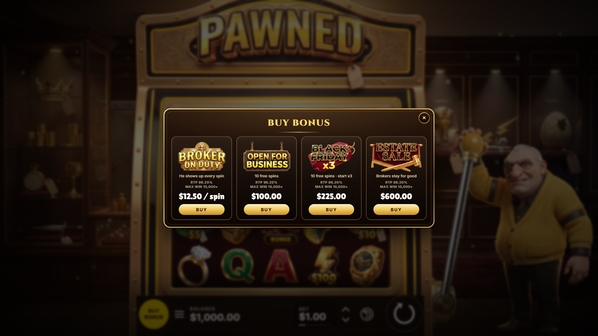 Pawned bonus buy menu