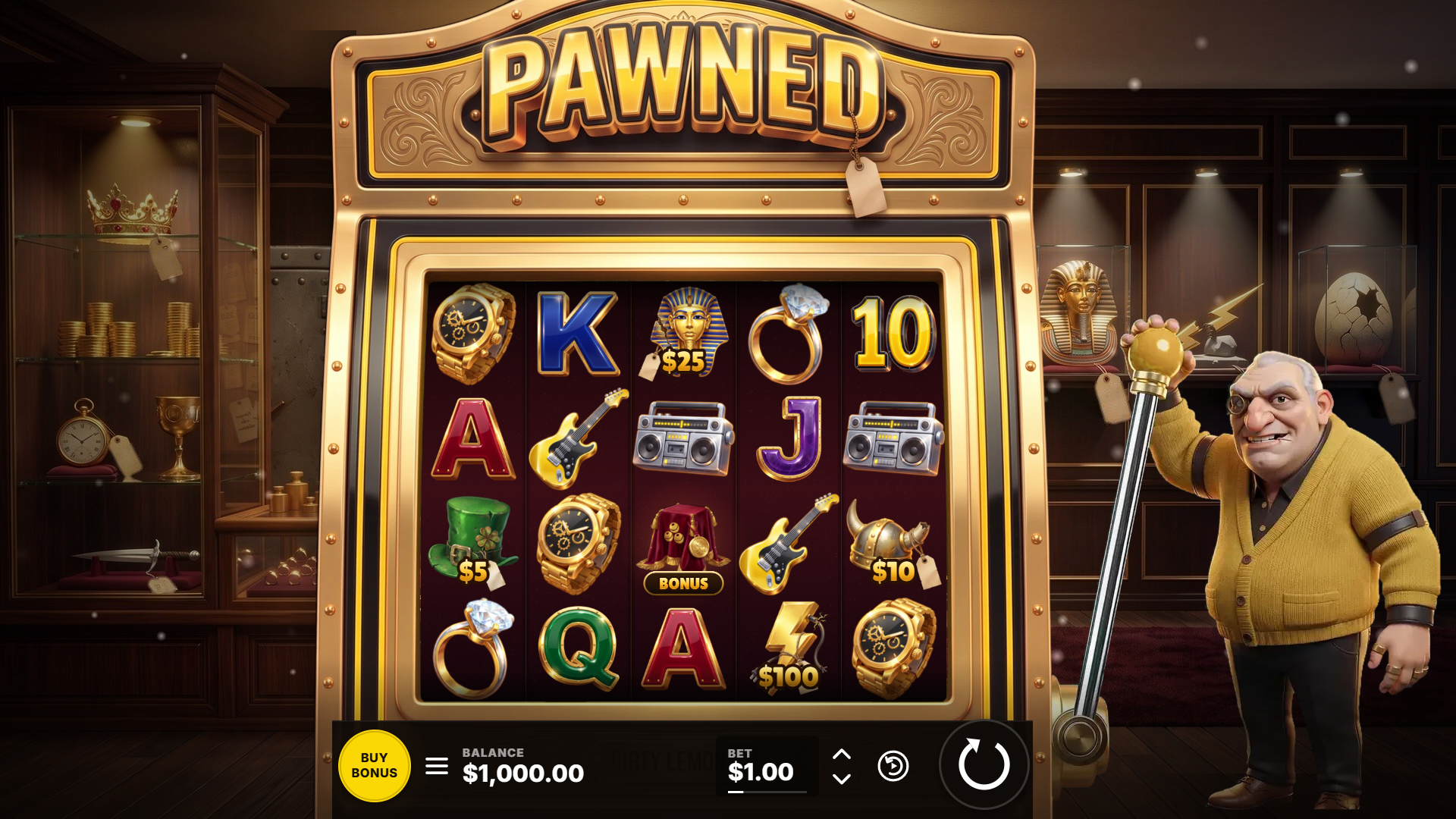 Pawned slot gameplay reels