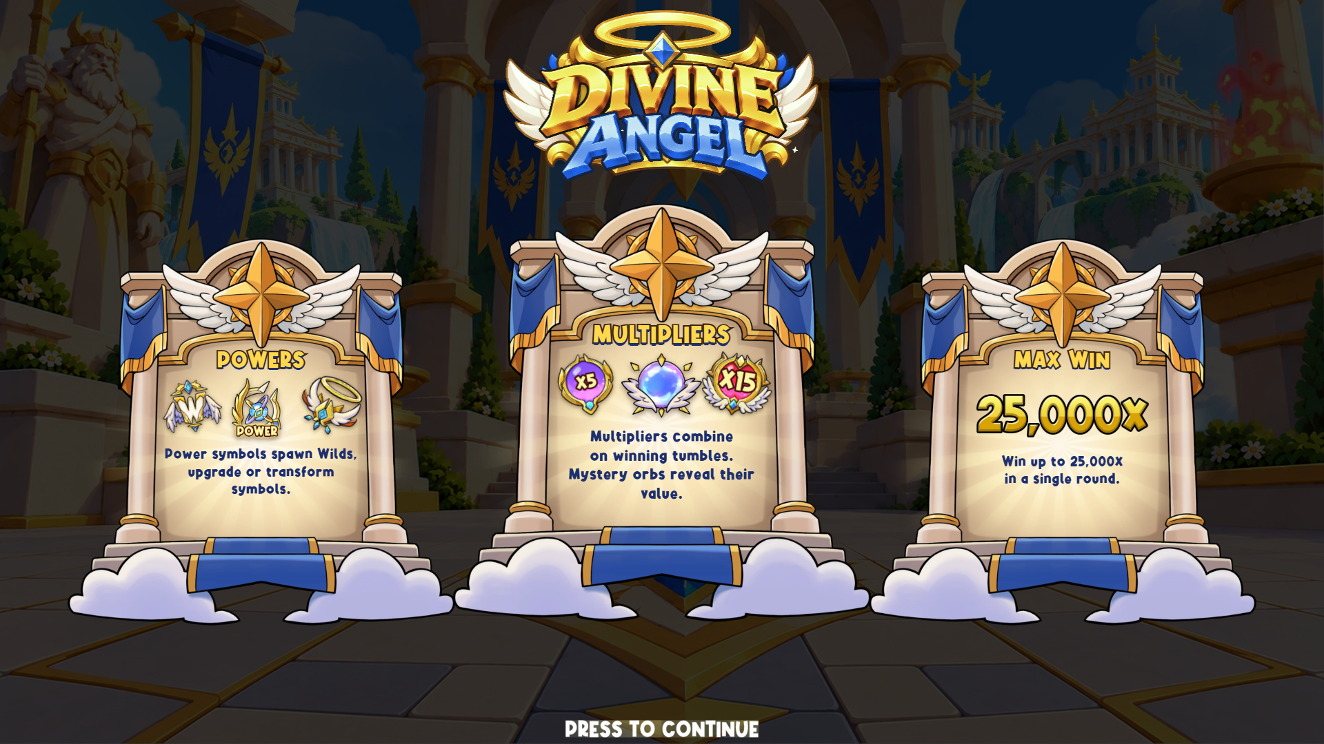 Divine Angel slot intro screen