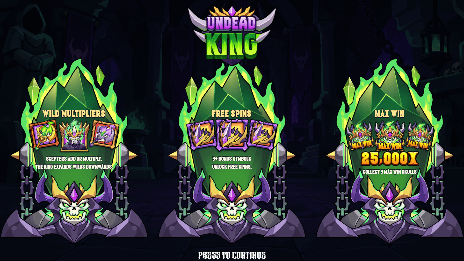 Undead King slot intro screen