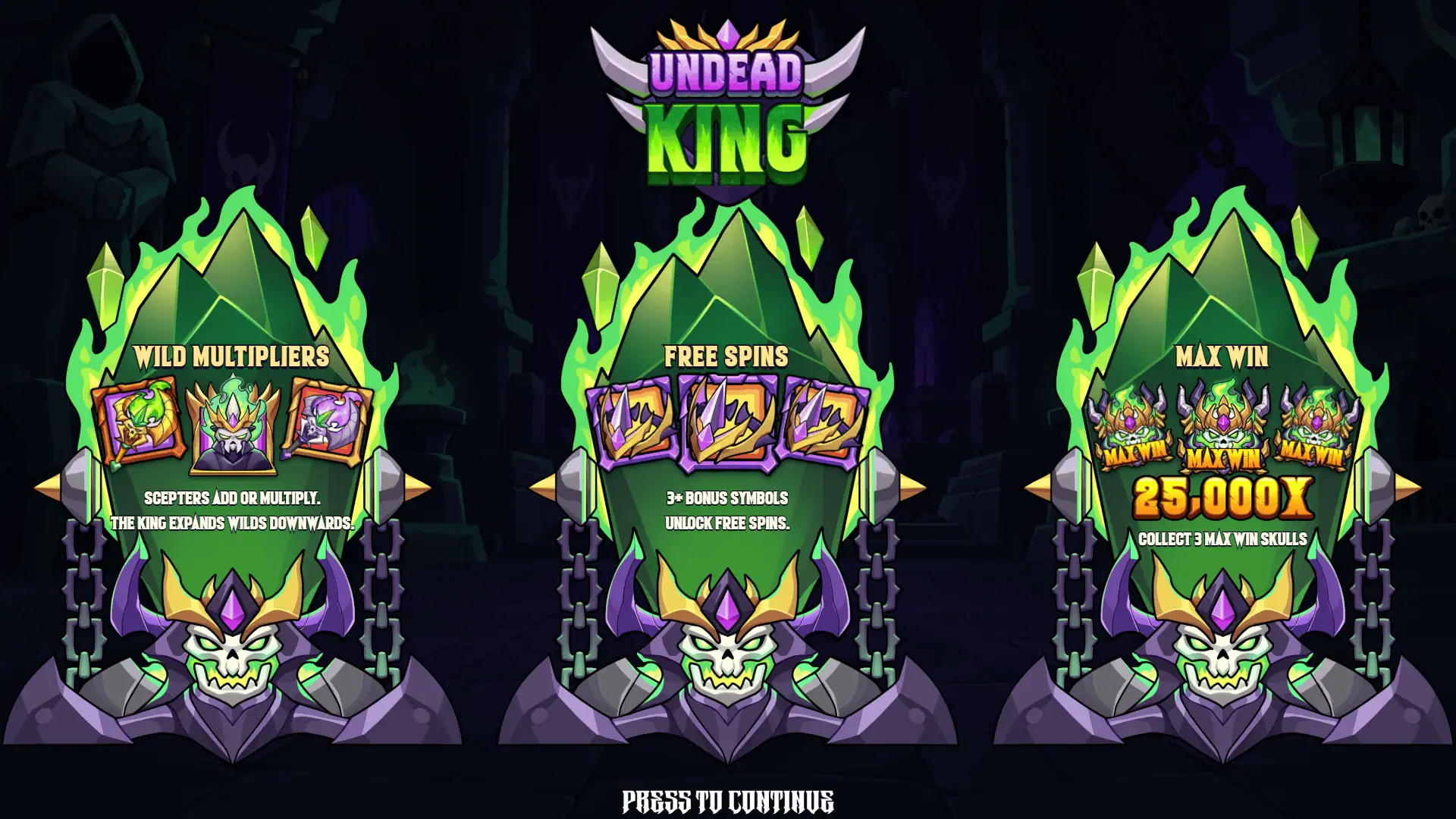 Undead King slot intro screen