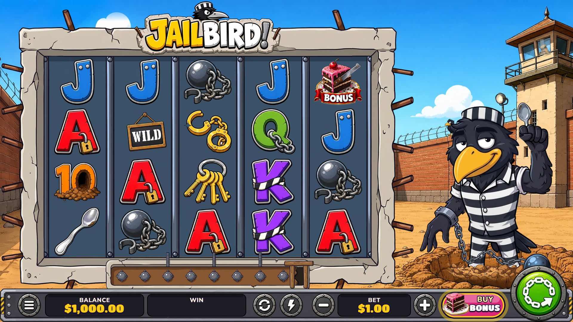 Jailbird slot gameplay reels