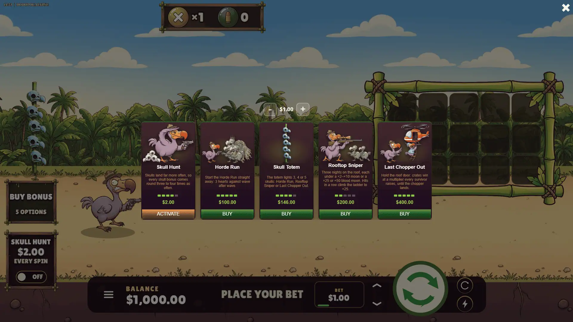 Dodopocalypse bonus buy menu