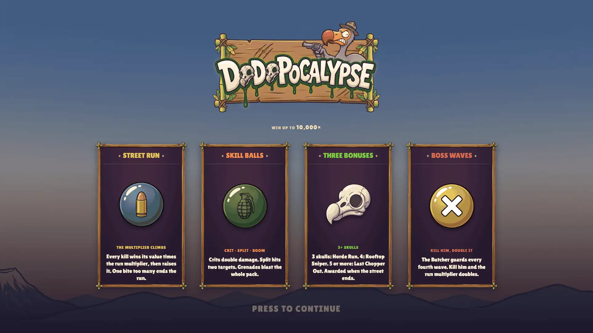 Dodopocalypse slot intro screen