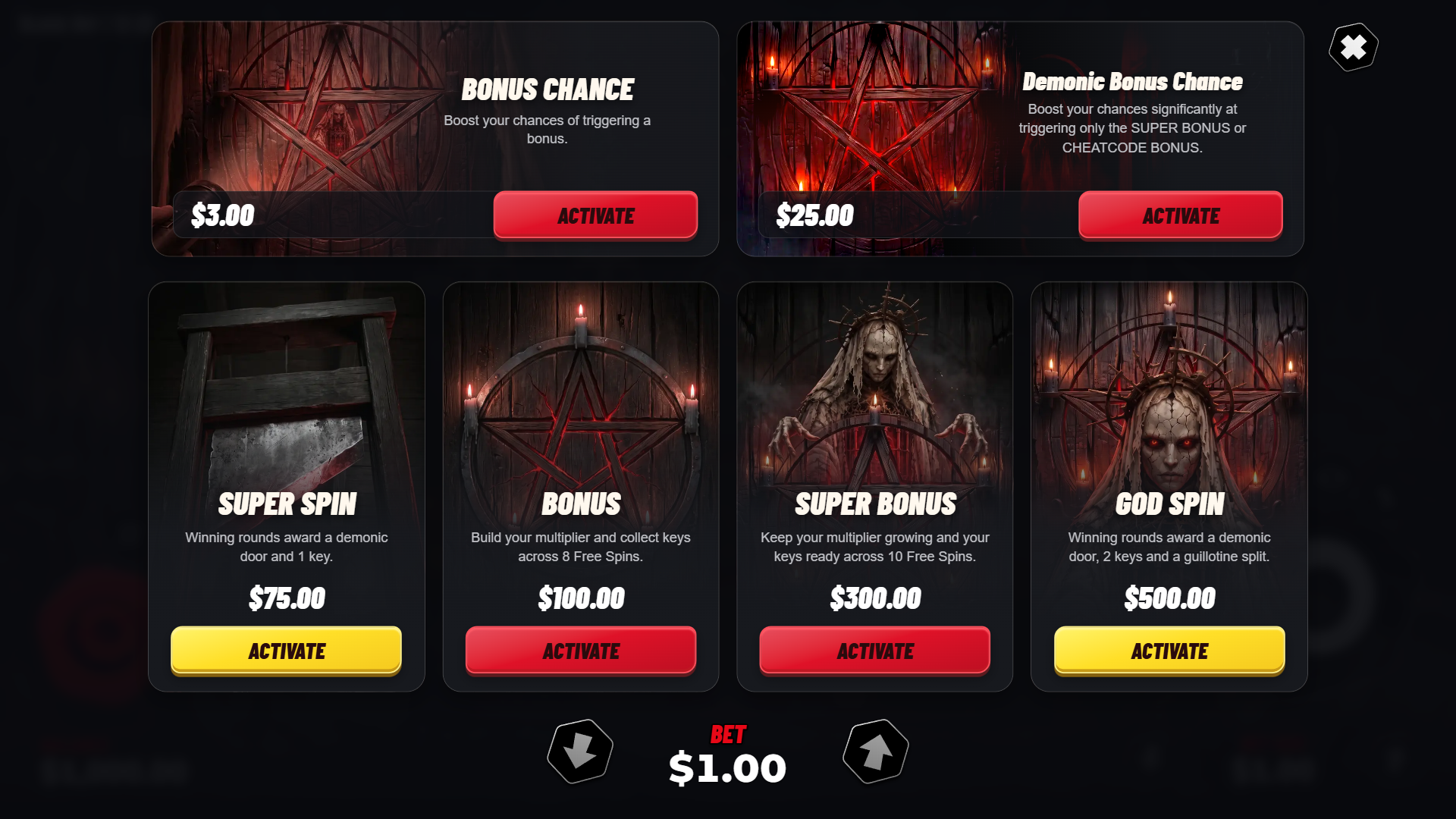 Black Out bonus buy menu