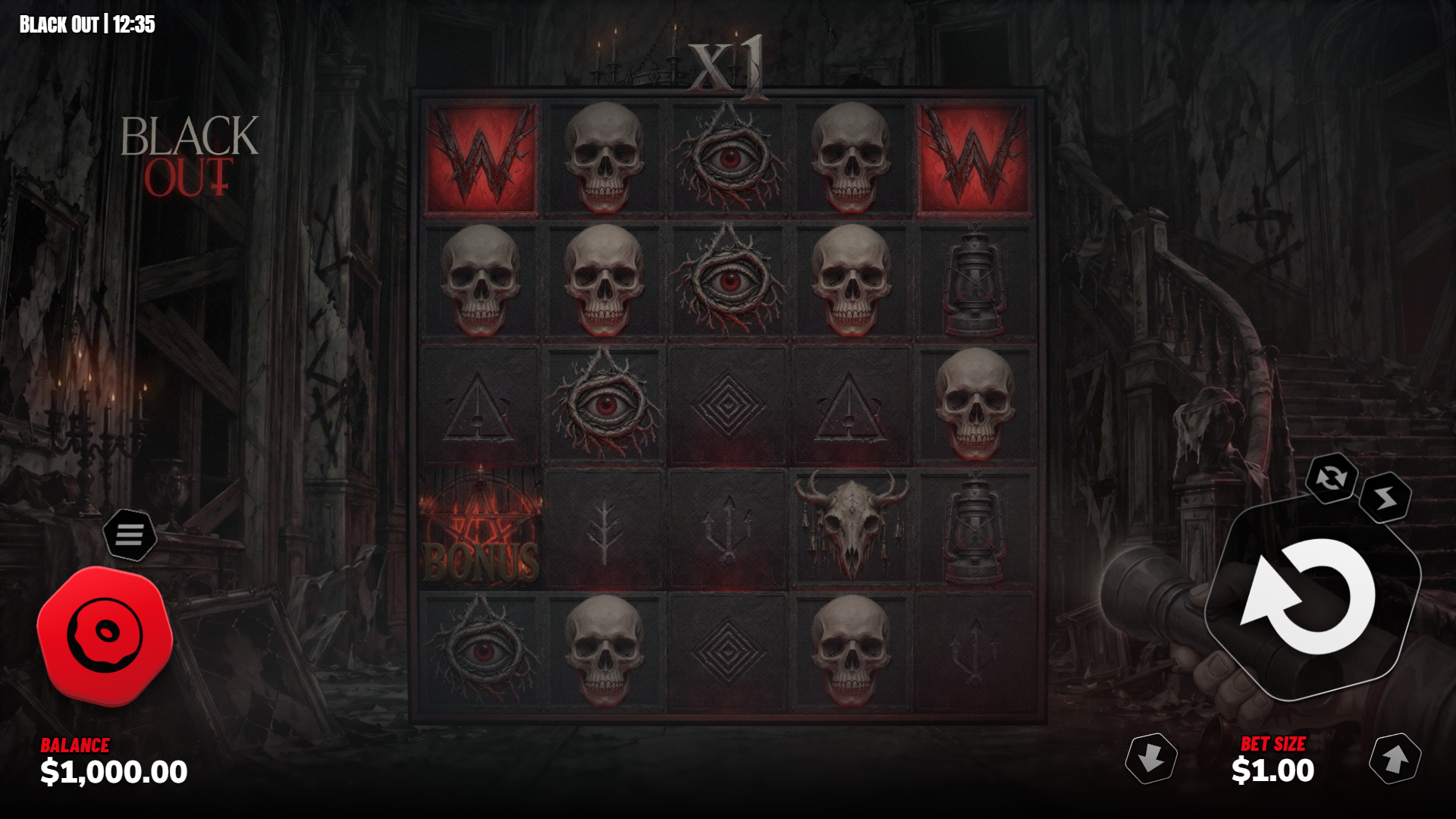 Black Out slot gameplay reels