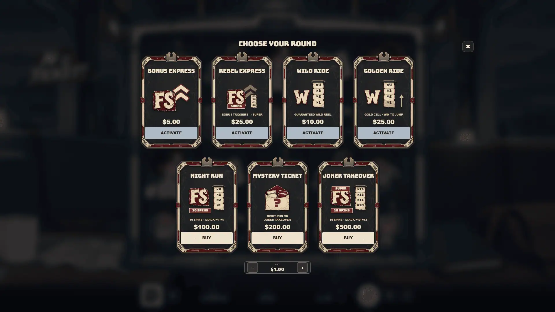 No Ticket! bonus buy menu