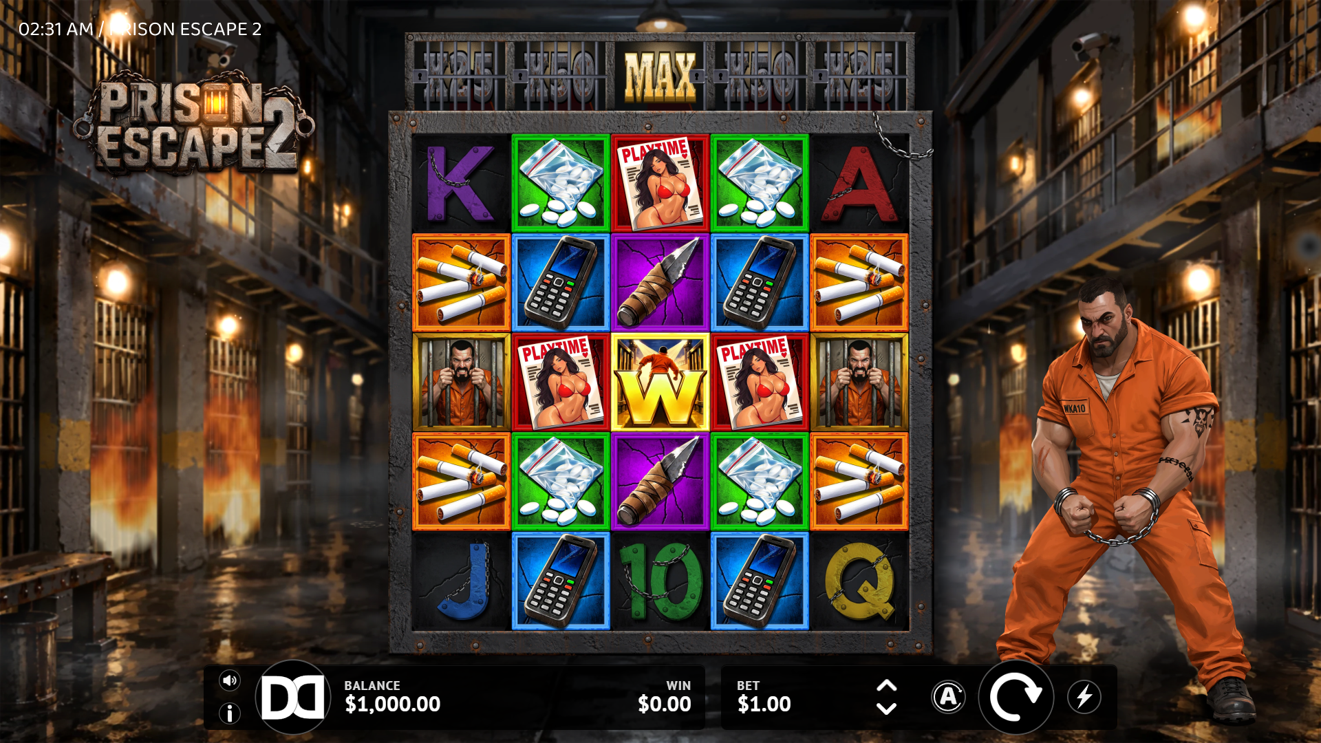 Prison Escape 2 slot gameplay reels