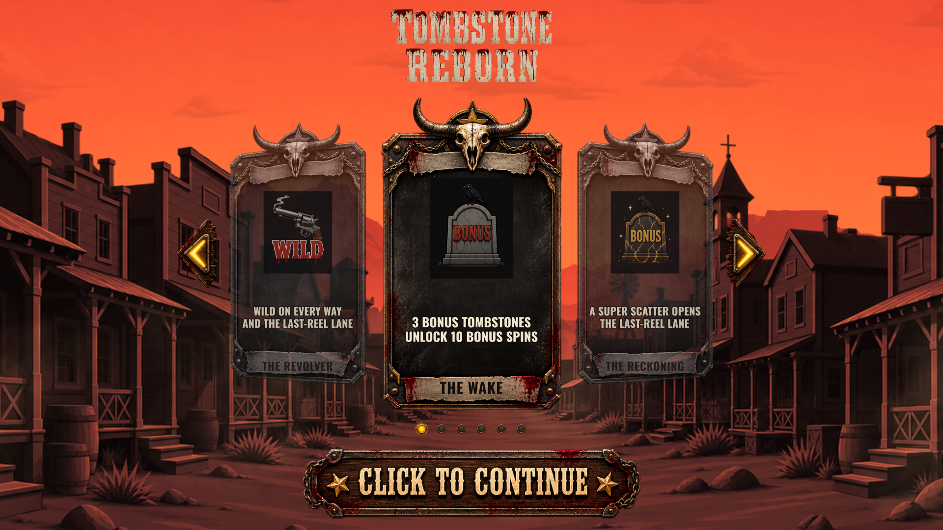 Tombstone Reborn slot intro screen