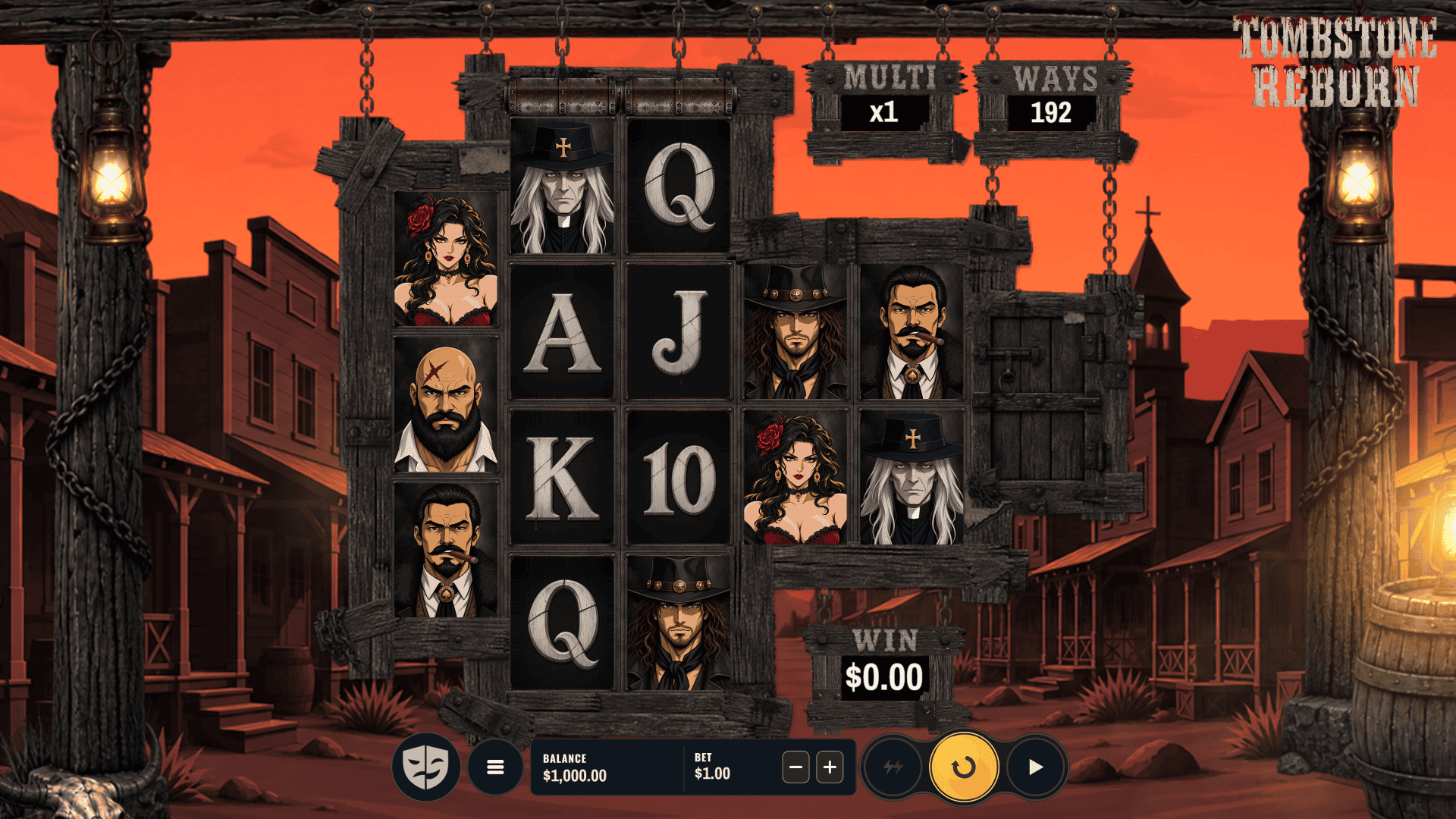 Tombstone Reborn slot gameplay reels