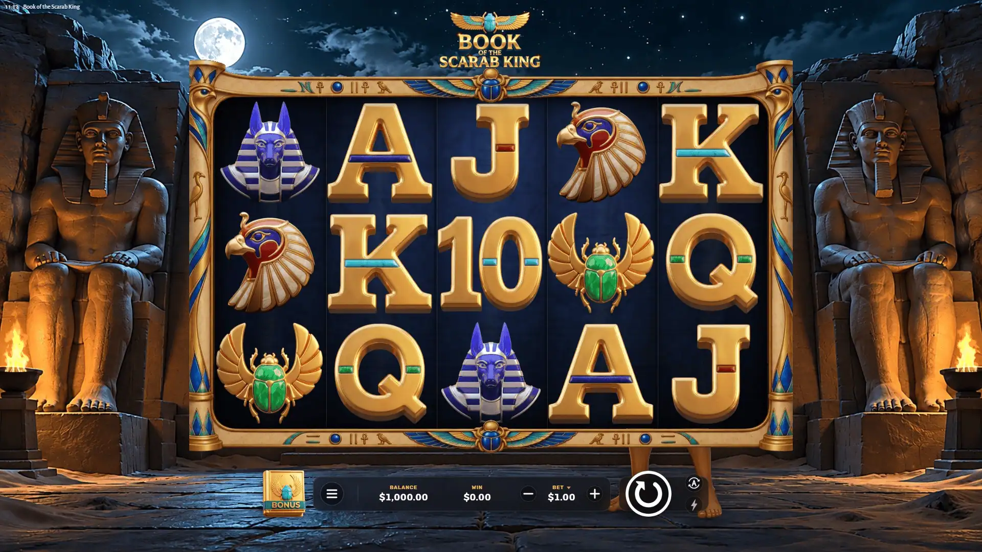 Book of the Scarab King slot gameplay reels