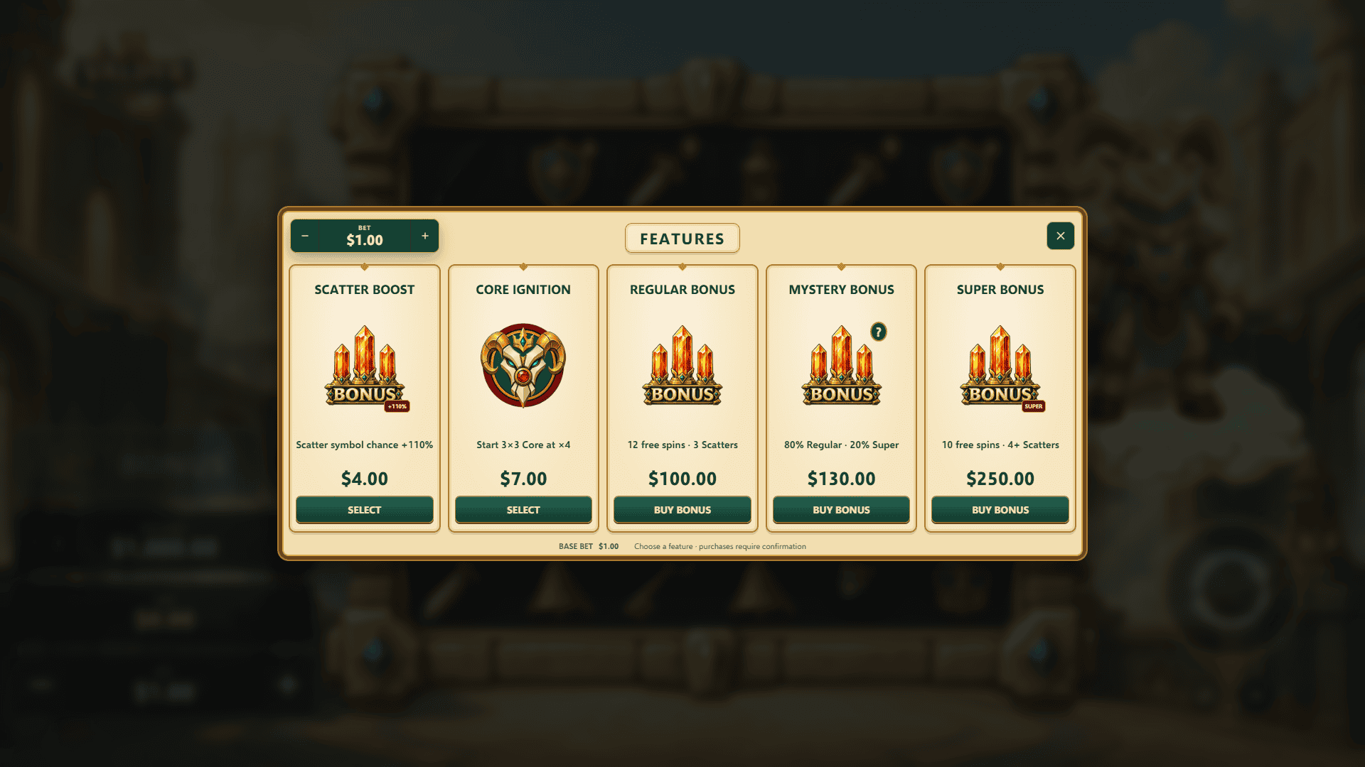 Valdyr Unbound bonus buy menu
