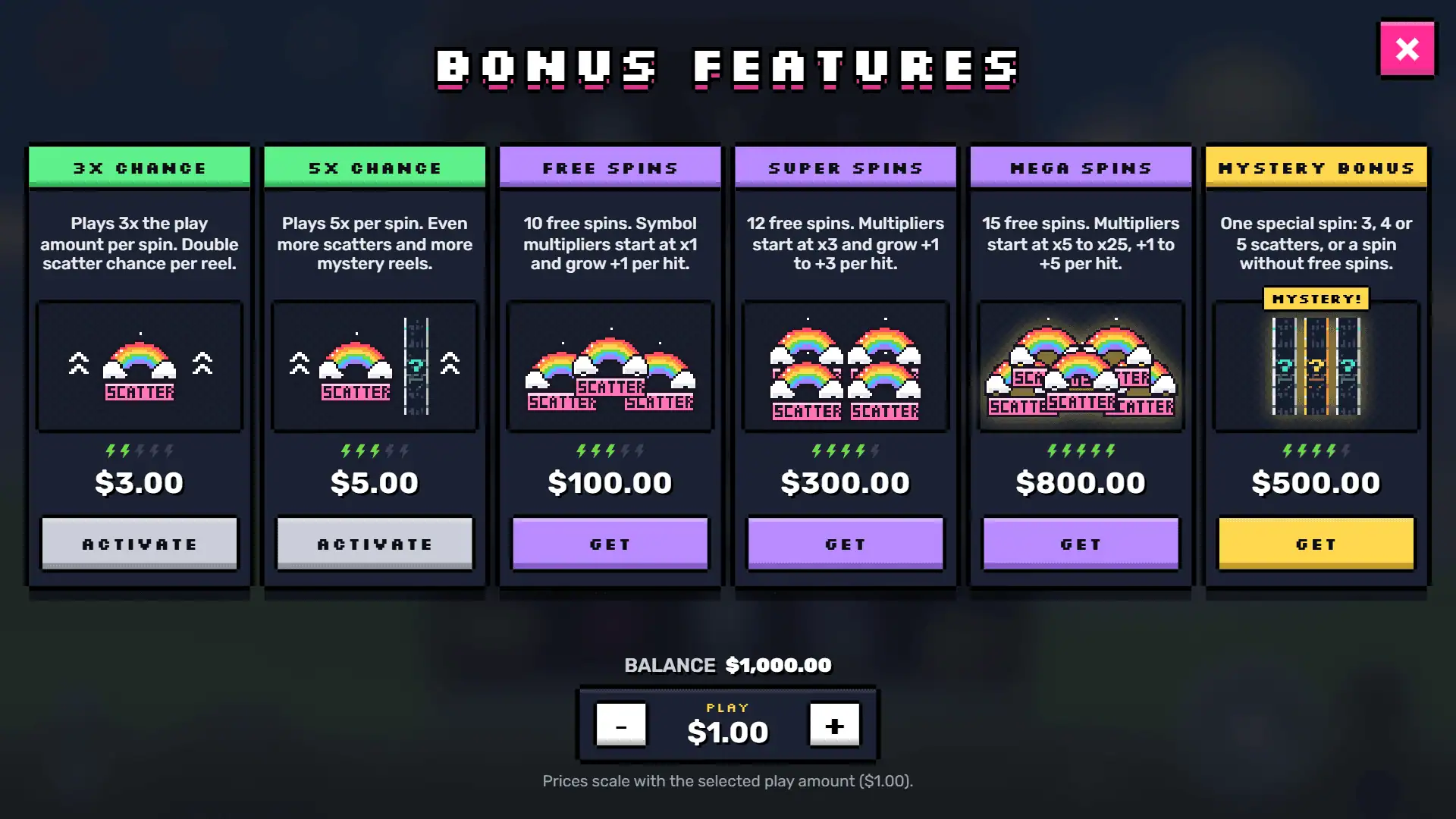 Data Heist bonus buy menu