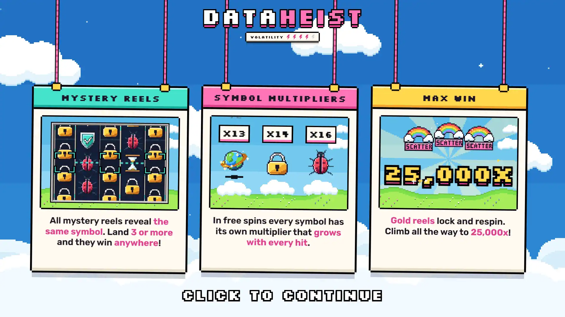 Data Heist slot intro screen