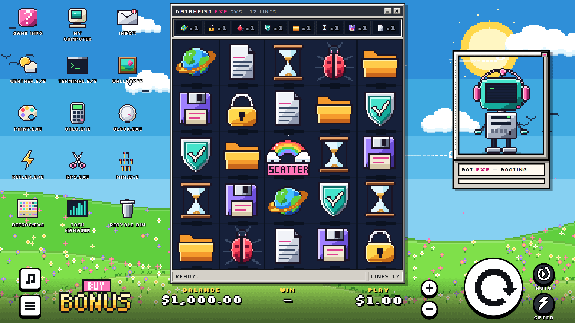 Data Heist slot gameplay reels