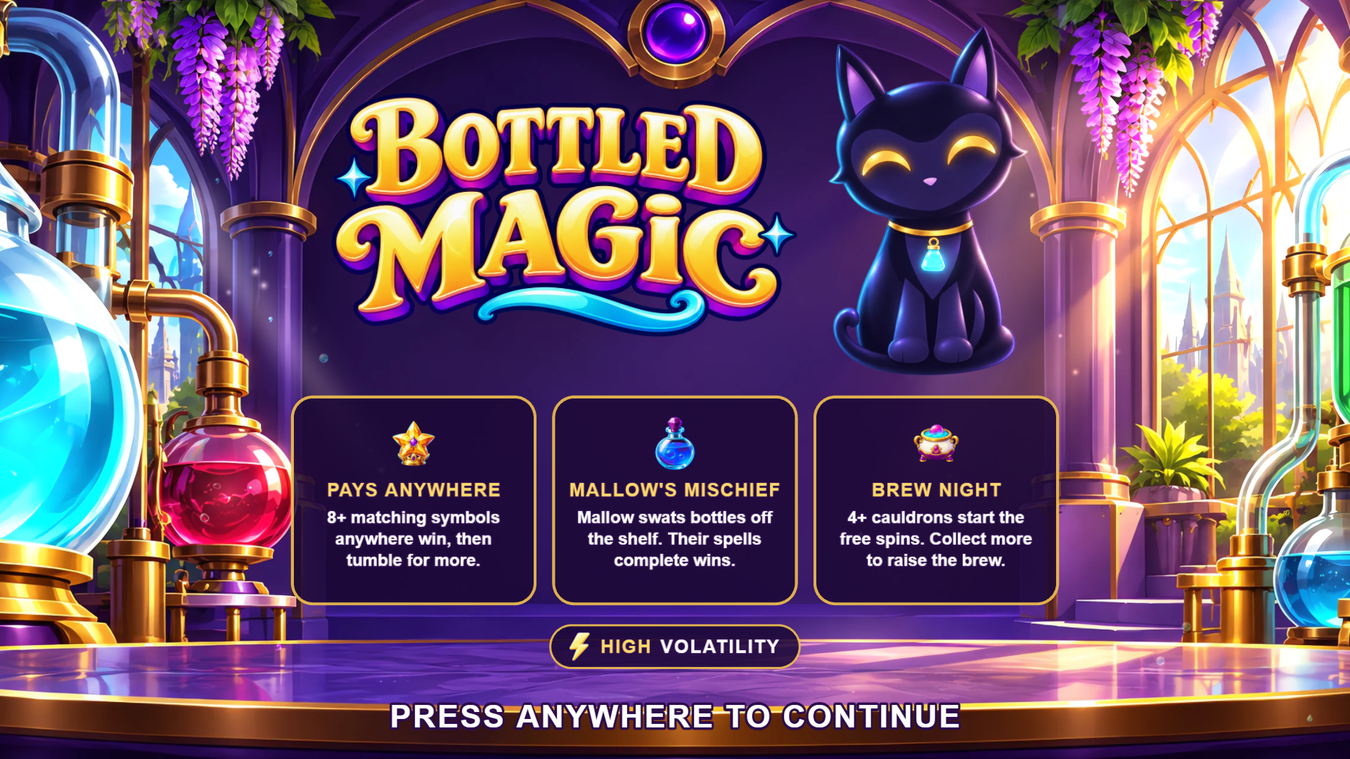 Bottled Magic slot intro screen