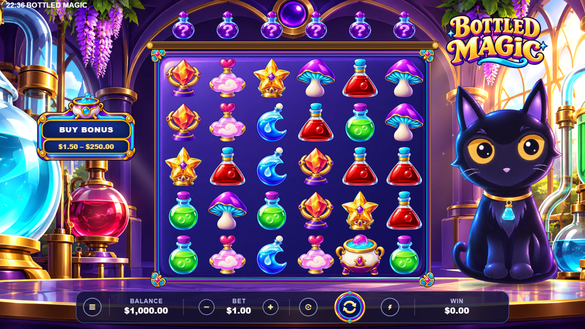 Bottled Magic slot gameplay reels