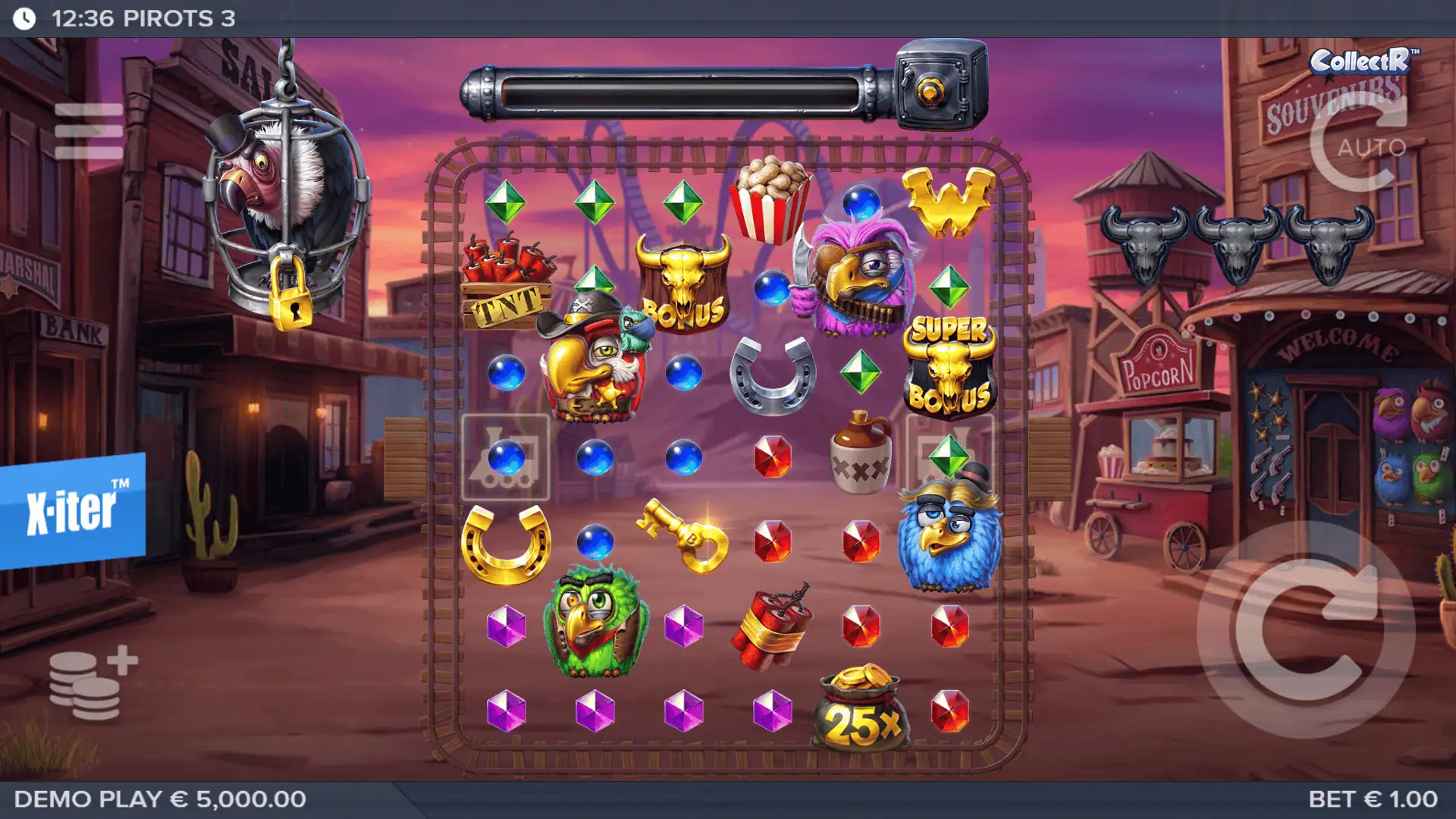 Pirots 3 slot gameplay reels