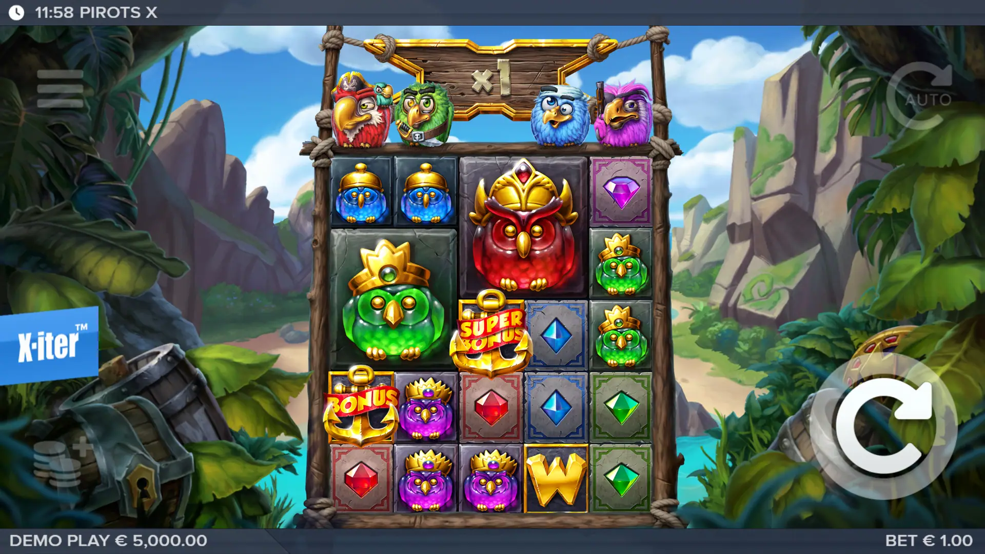Pirots X slot gameplay reels