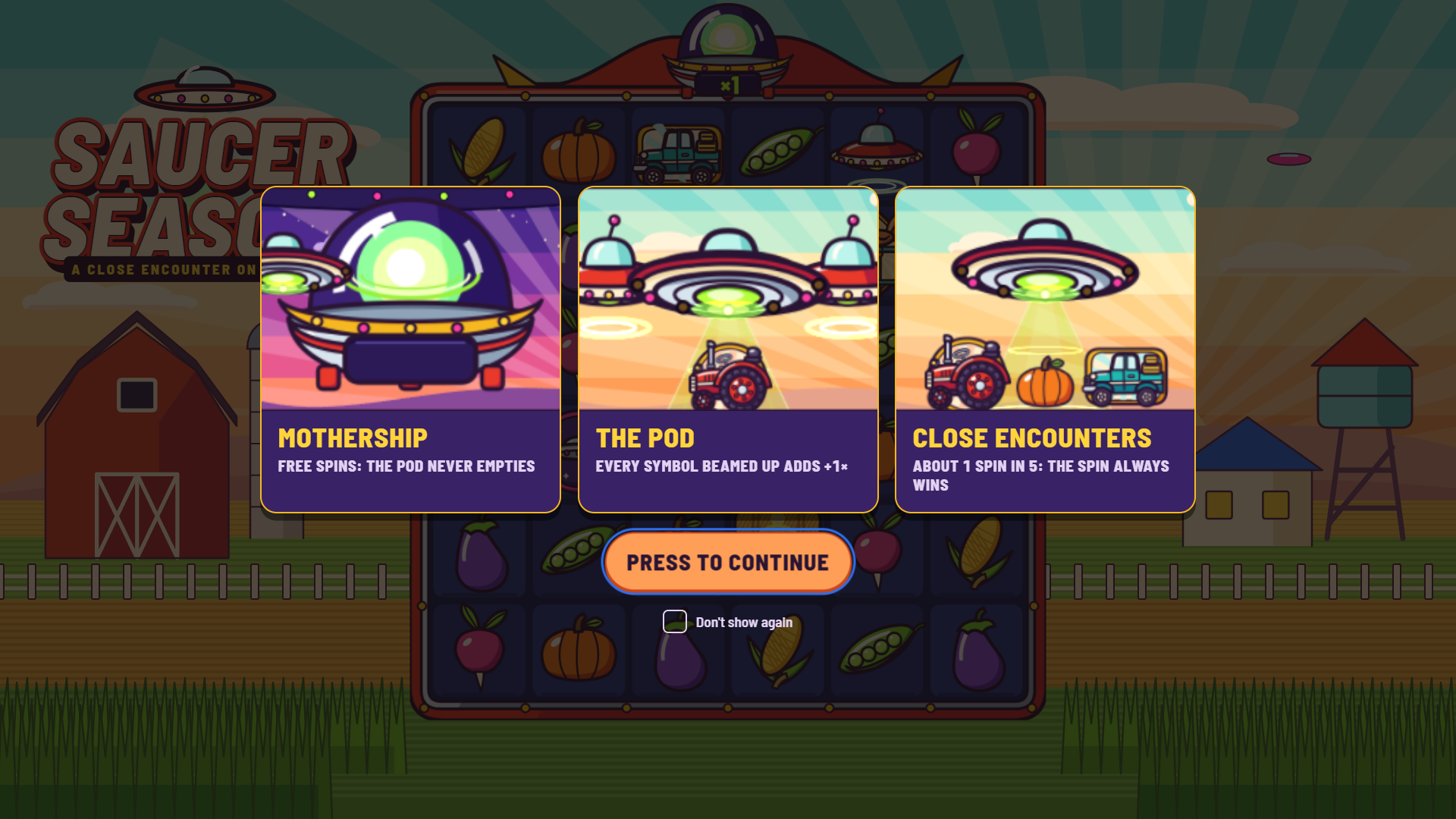 Saucer Season slot intro screen