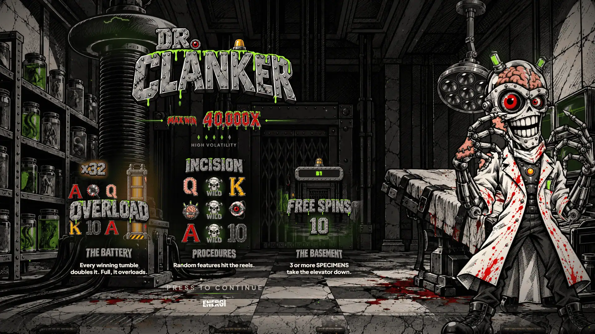 Dr. Clanker slot intro screen