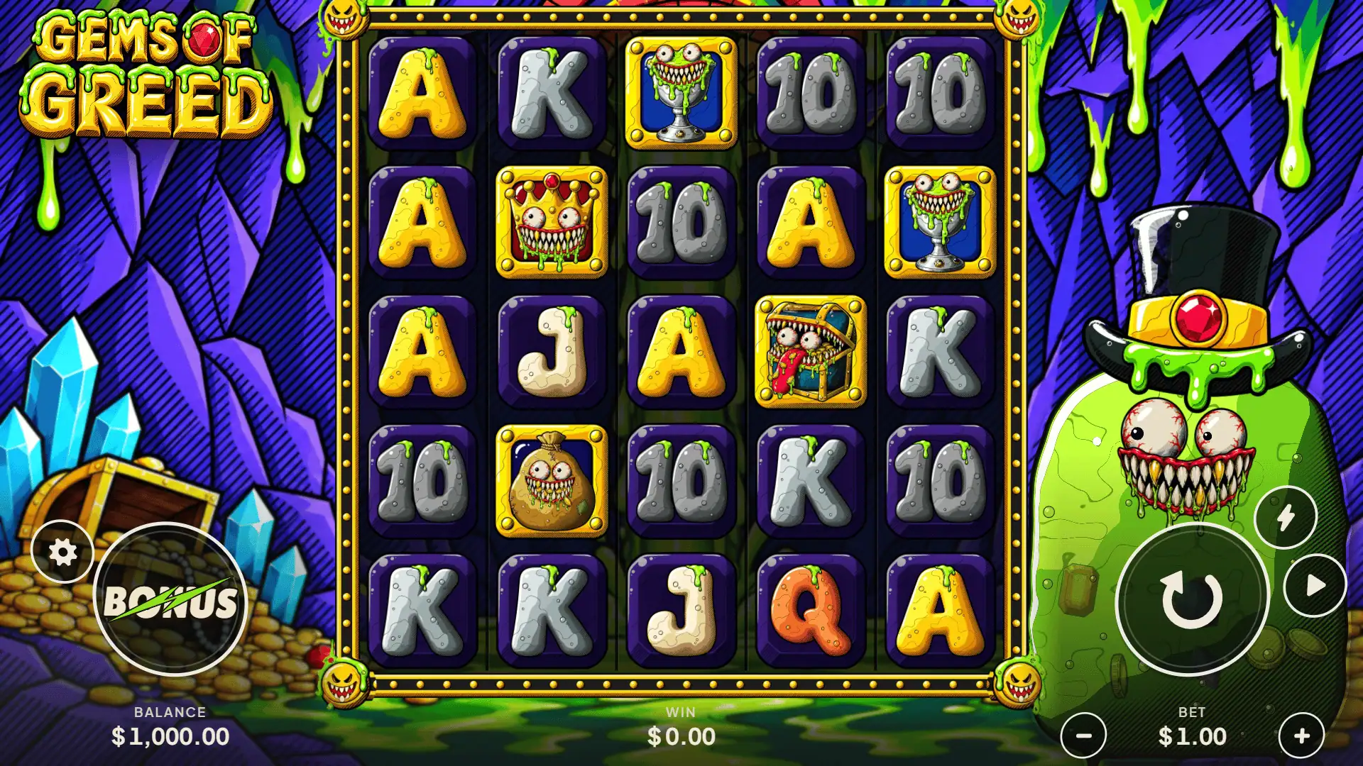 Gems of Greed slot gameplay reels