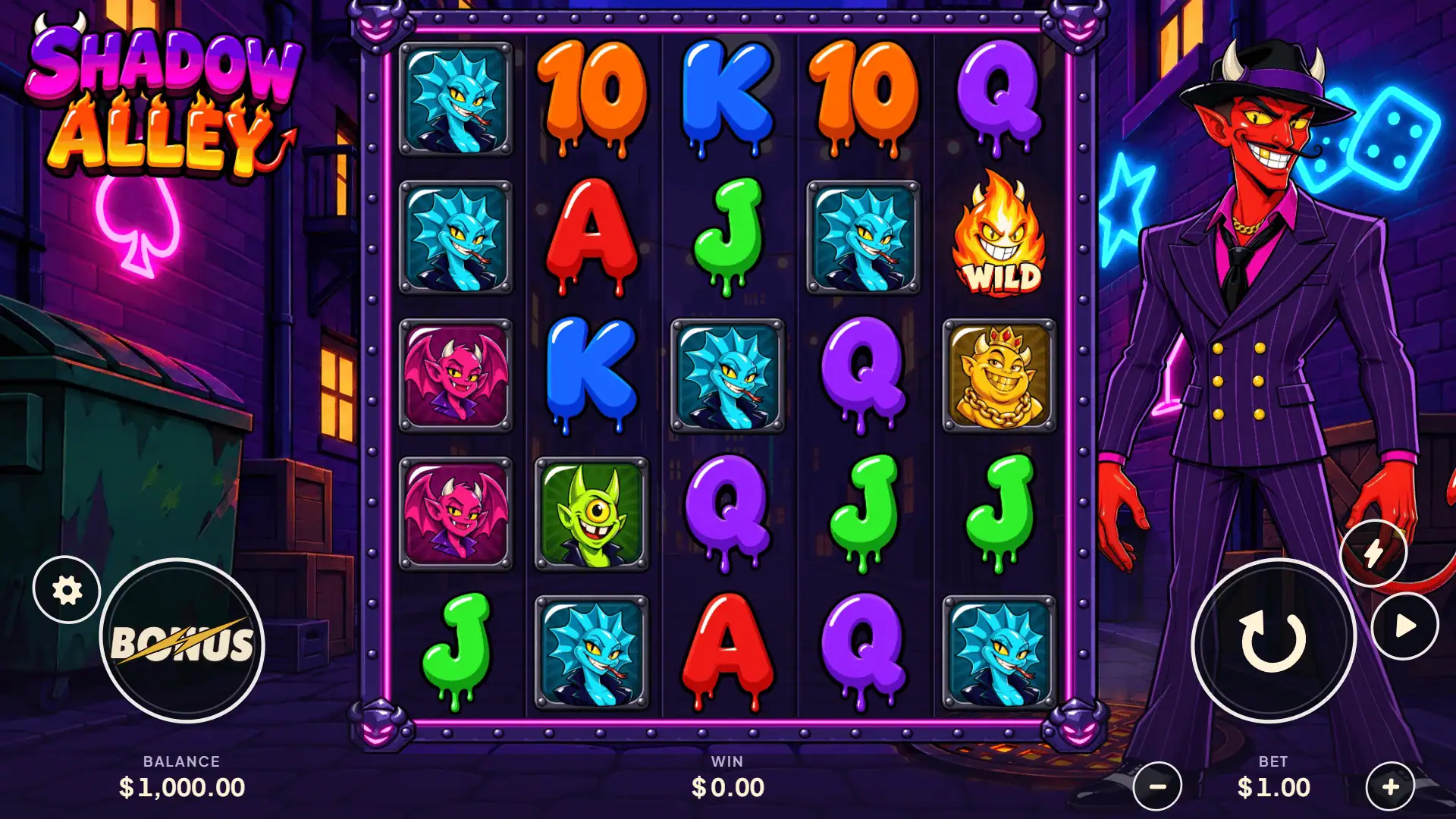 Shadow Alley slot gameplay reels